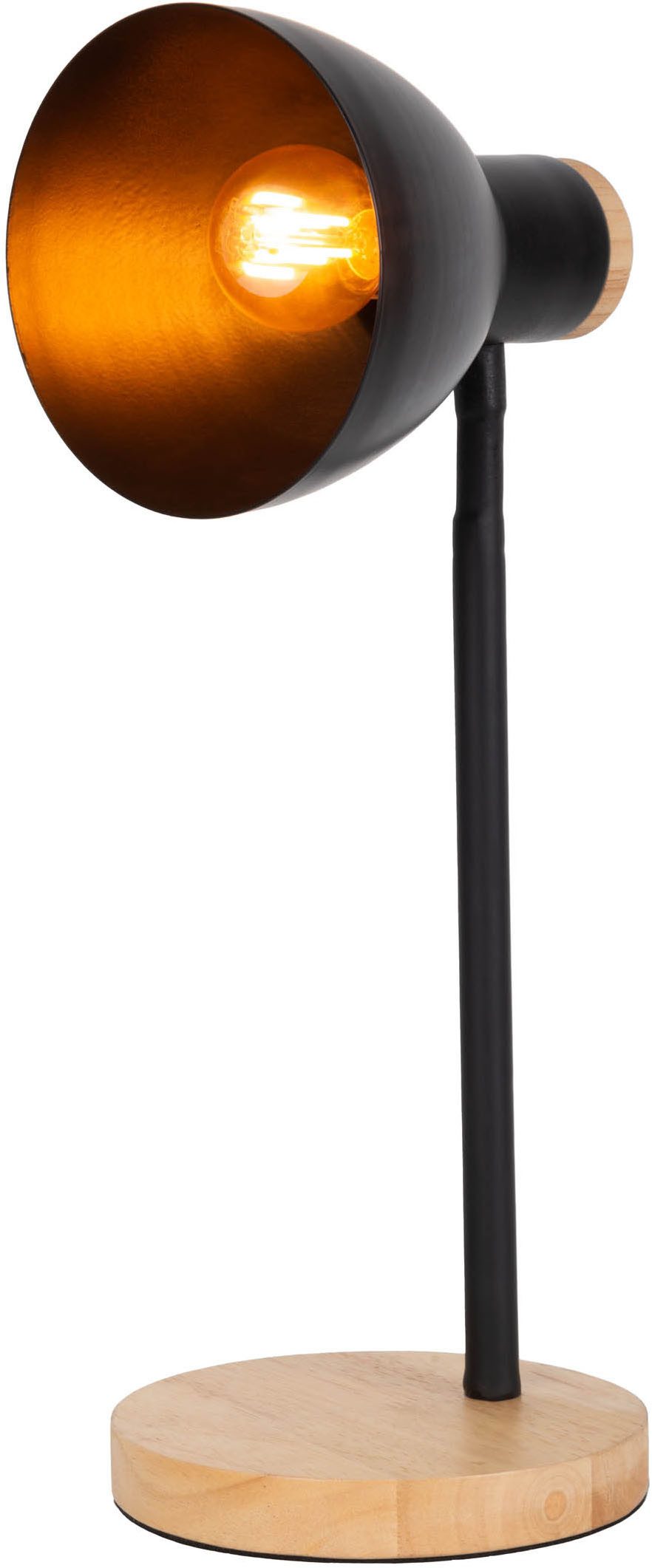 näve Bureaulamp Marie Voet en kap deels van hout, kap flexibel beweegbaar, E14 (1 stuk)