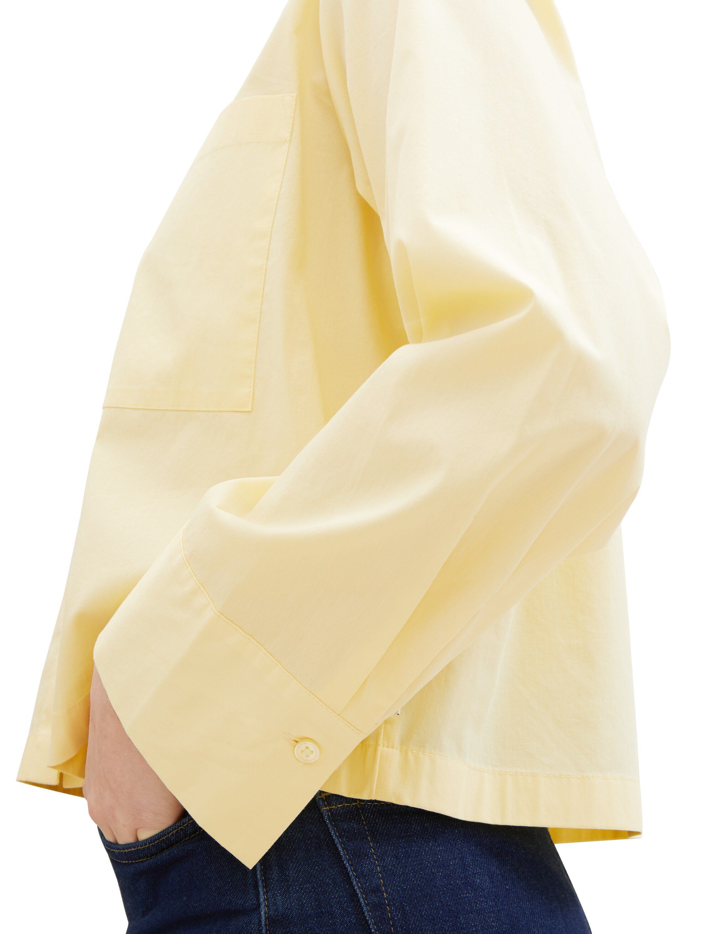 Tom Tailor Denim Overhemdblouse met kellerplooi in oversized-look en extra kort
