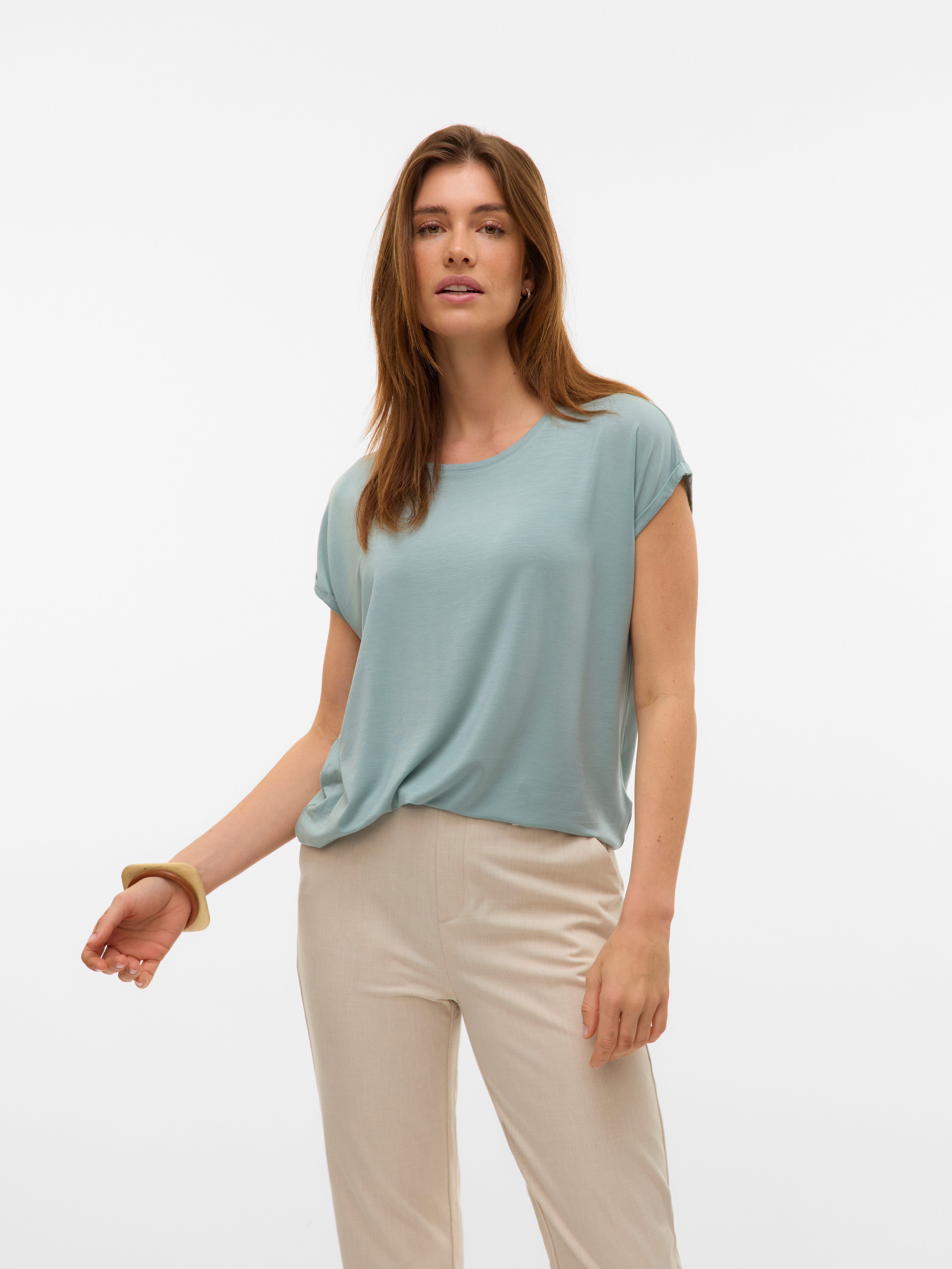 Vero Moda Shirt met ronde hals VMAVA PLAIN SS TOP GAJRS NOOS