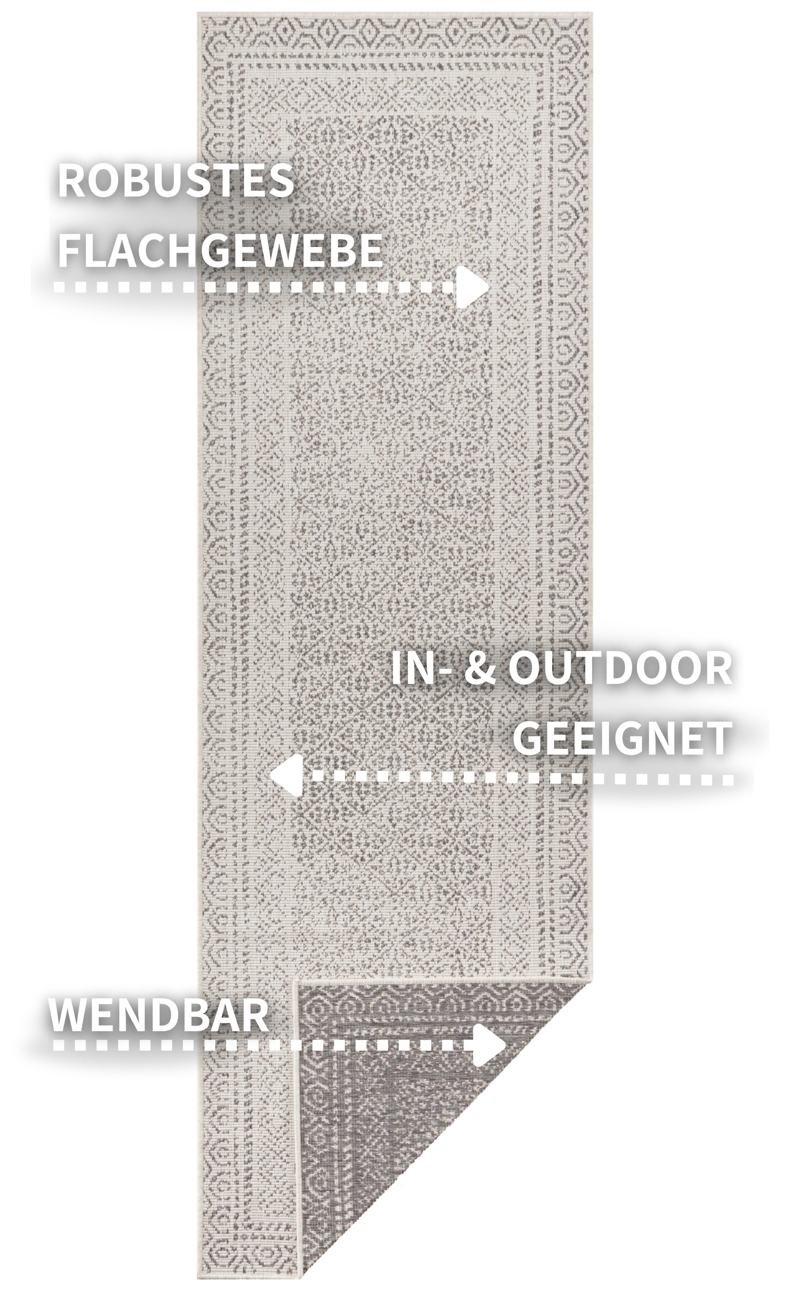 my home Vloerkleed Bernard omkeerbaar tapijt ook als loper, robuust, onderhoudsvriendelijk, vlakweefsel, binnen en buiten