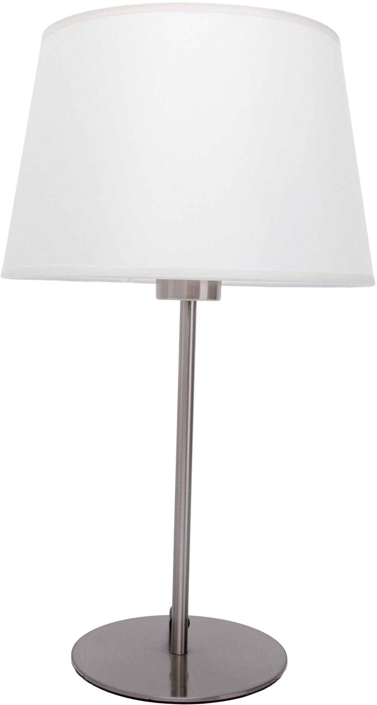 näve Tafellamp Bologna Ijzer/textiel, staal blank/beige, excl. 1xE27 max. 40W, hoogte: 45 cm (1 stuk) tafellampen zilver(kleur)