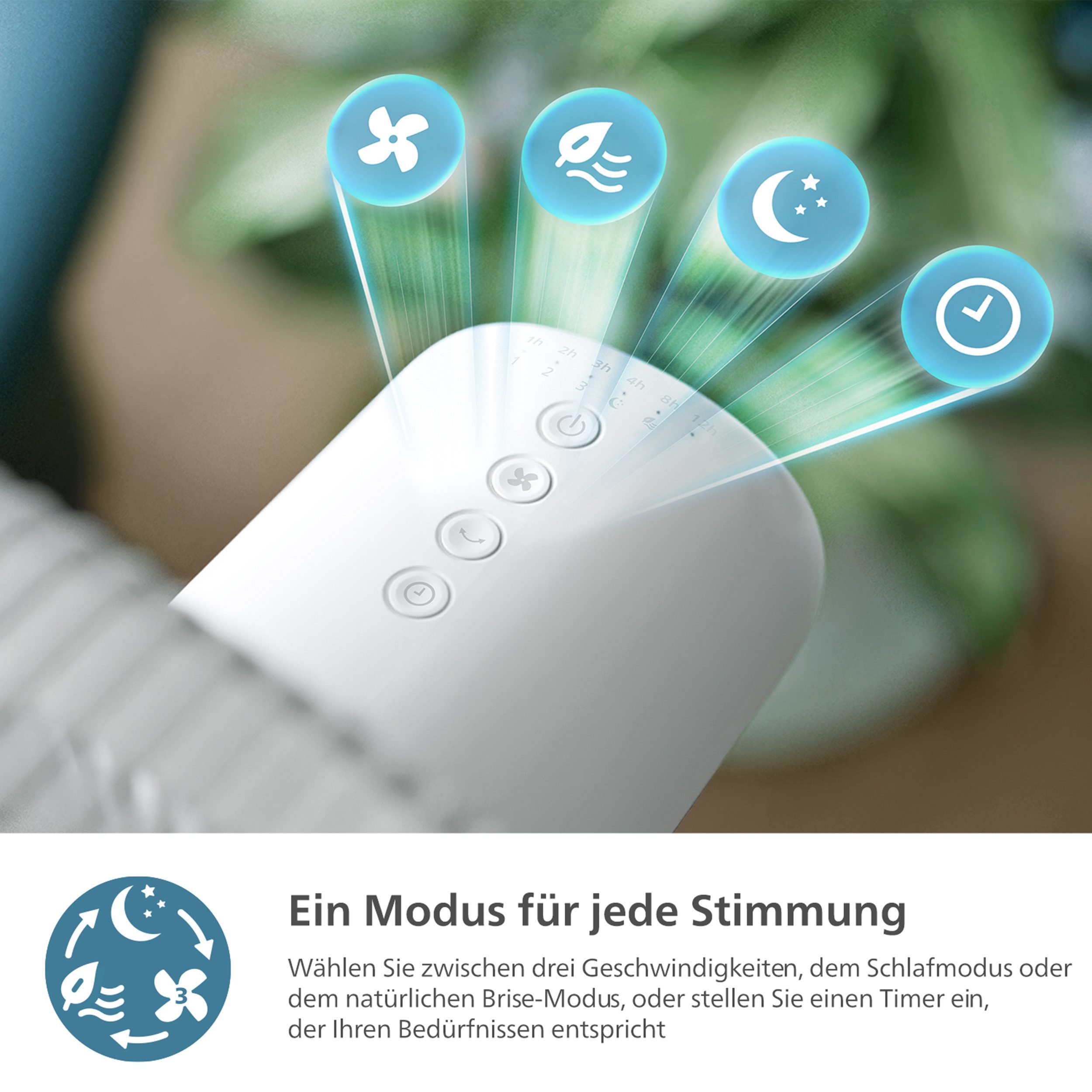 Philips Staande ventilator CX2550/00 Serie 2000, met extreem stille SilentWings-technologie, 19 dB