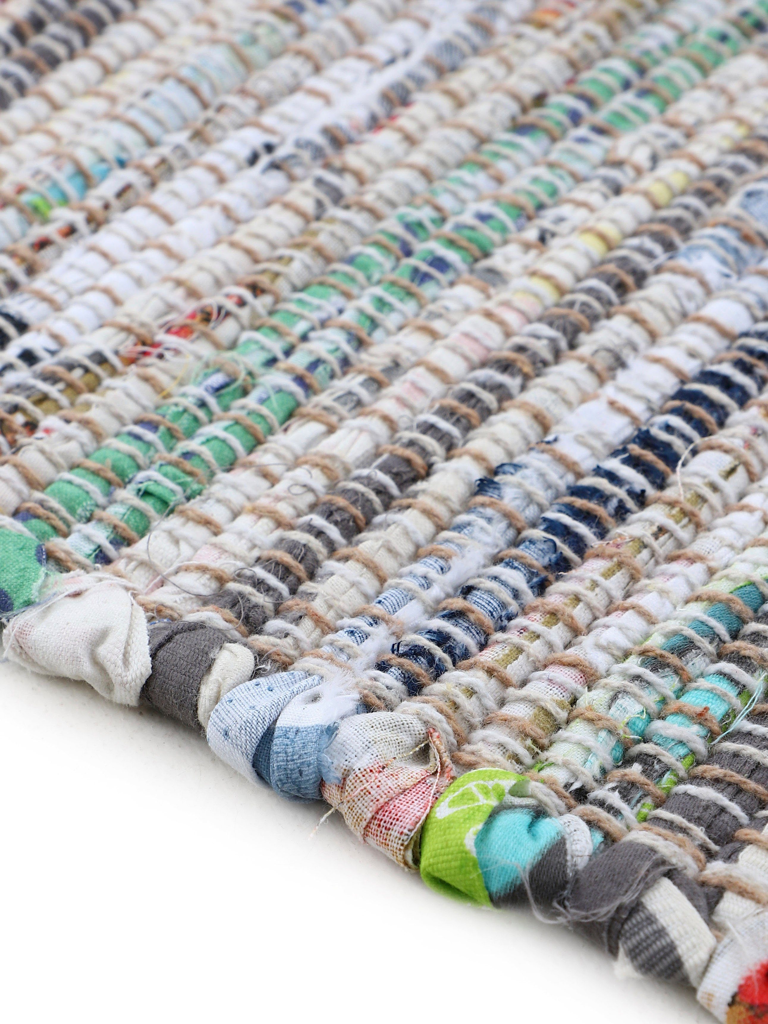 carpetfine Vloerkleed Kelim Chindi, omkeerbaar tapijt handgeweven, patchwork tapijt met franjes, ook verkrijgbaar in loperformaten