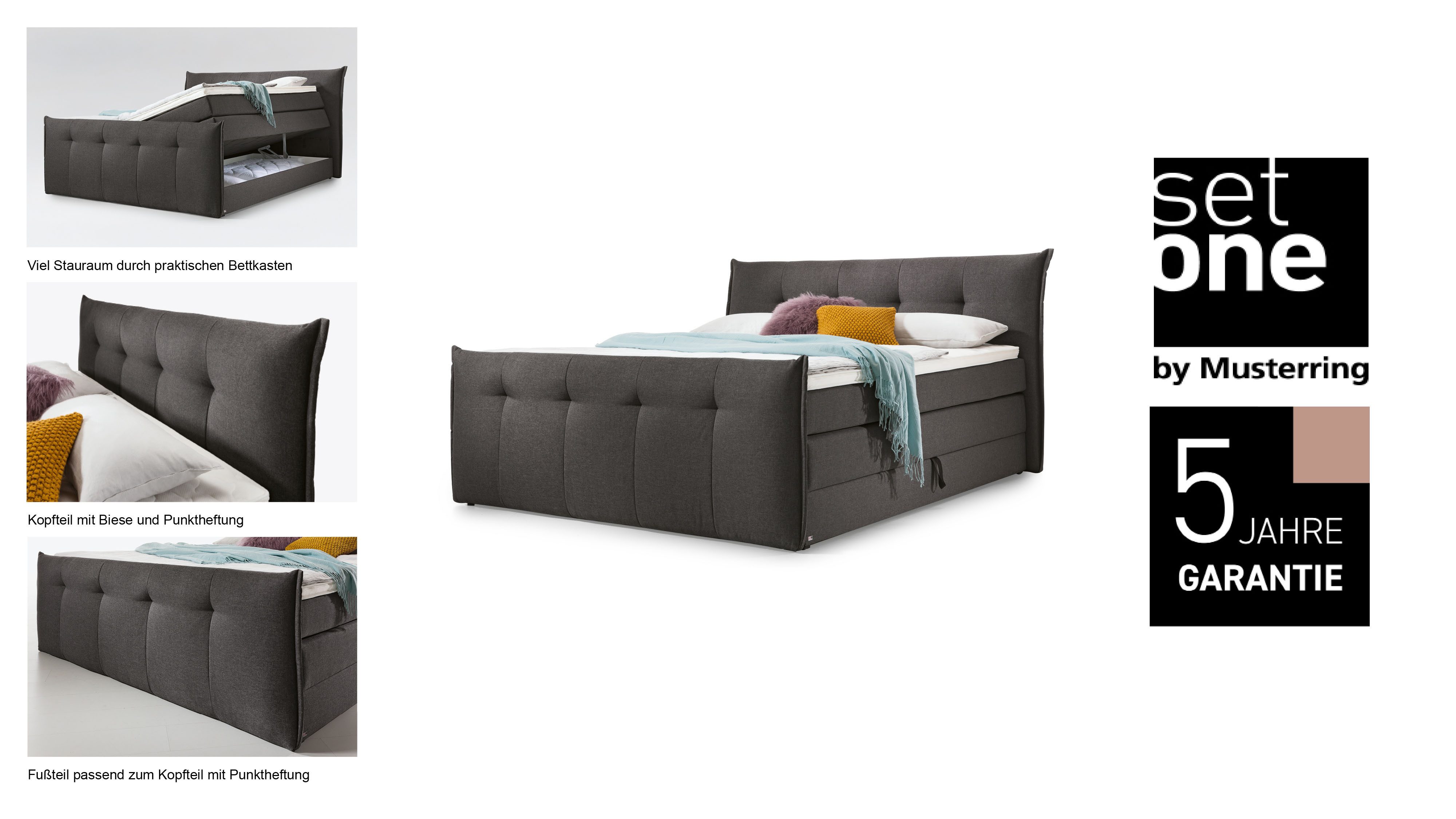 set one by Musterring Boxspring Florida met bedkist, in 5 ligcomfortvarianten