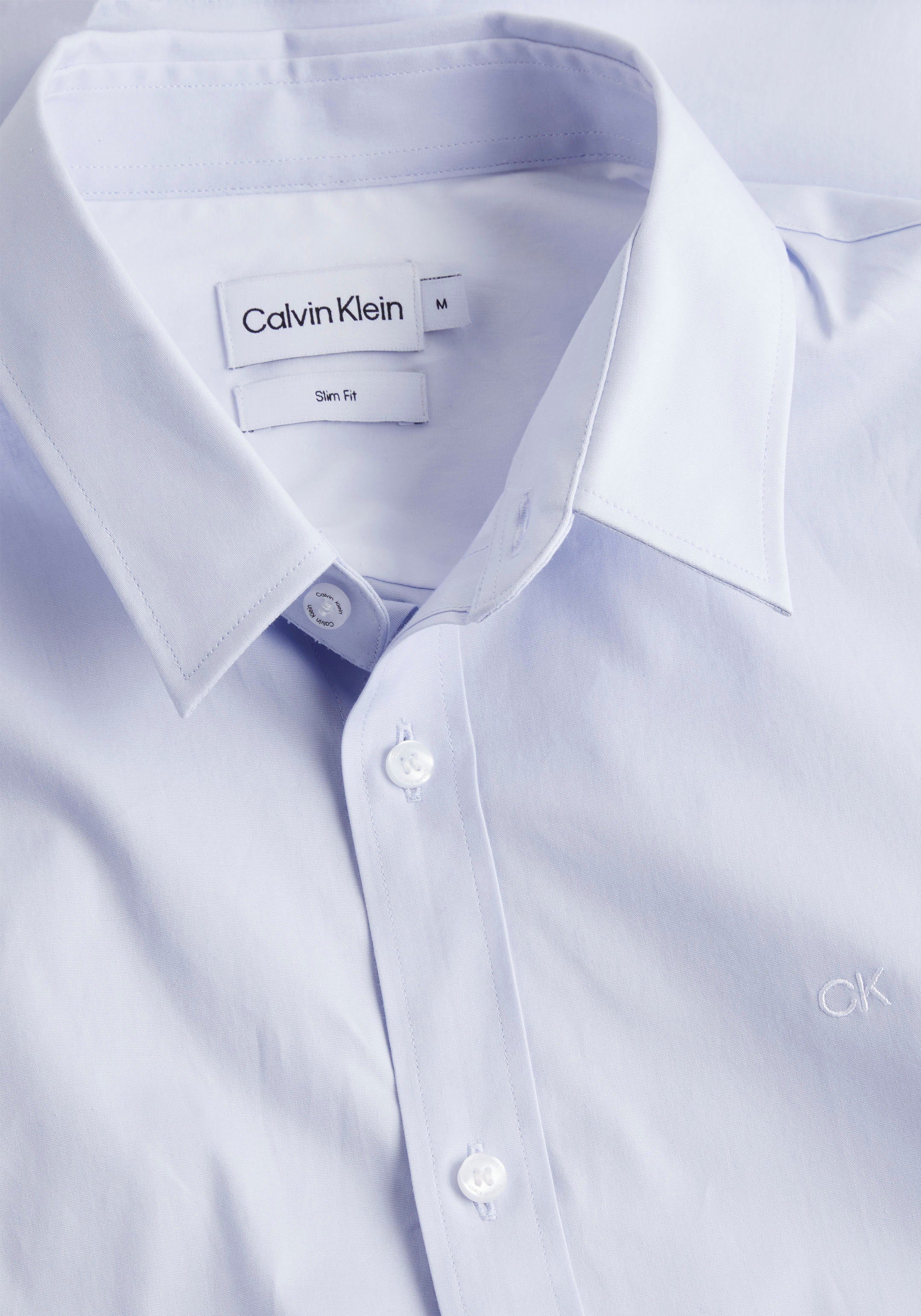 Calvin Klein Businessoverhemd STRETCH POPLIN SLIM SHIRT met calvin klein-logo op de borst