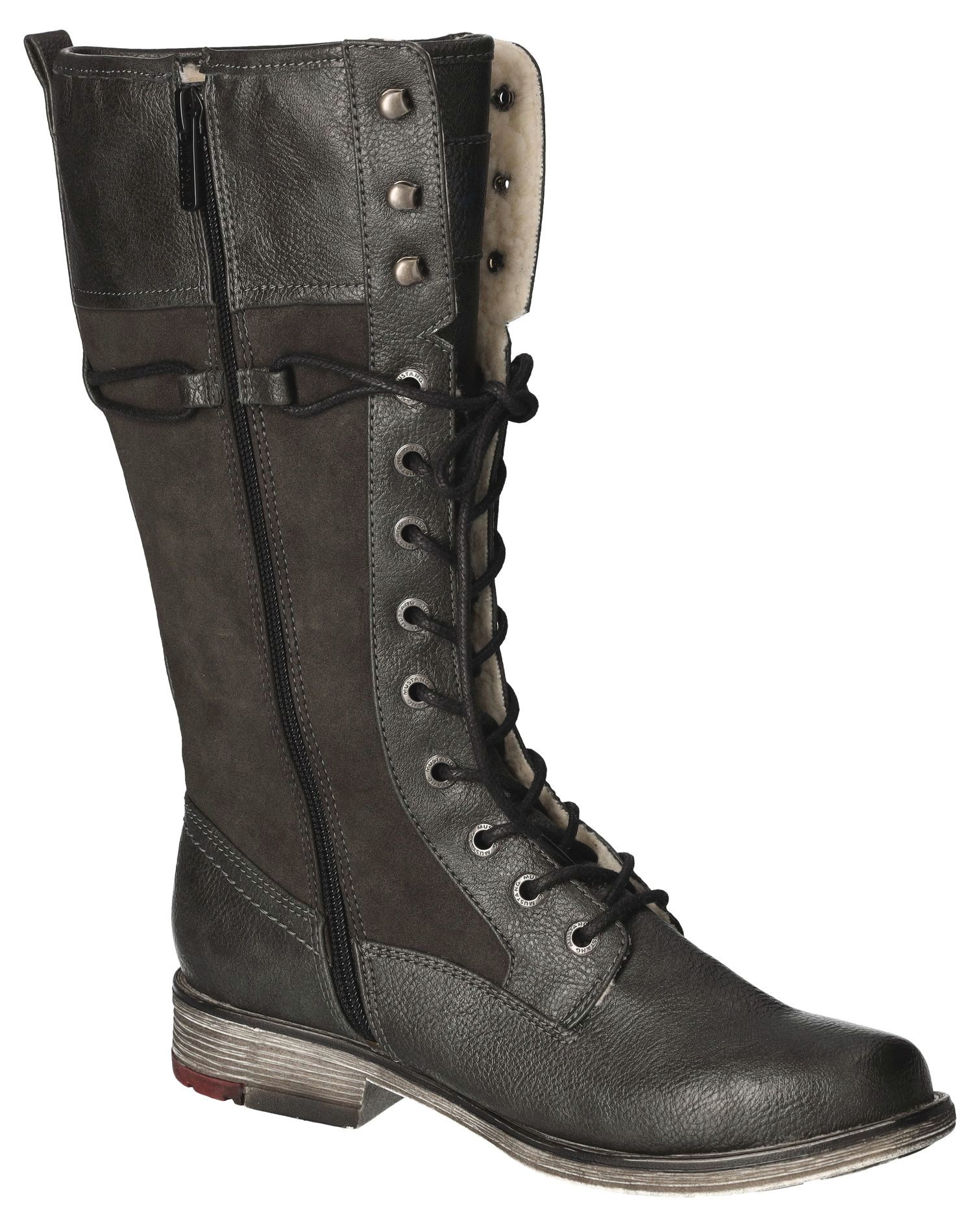 Mustang Shoes Winterlaarzen , blokhak, veterschoen, hoge laars, binnenrits