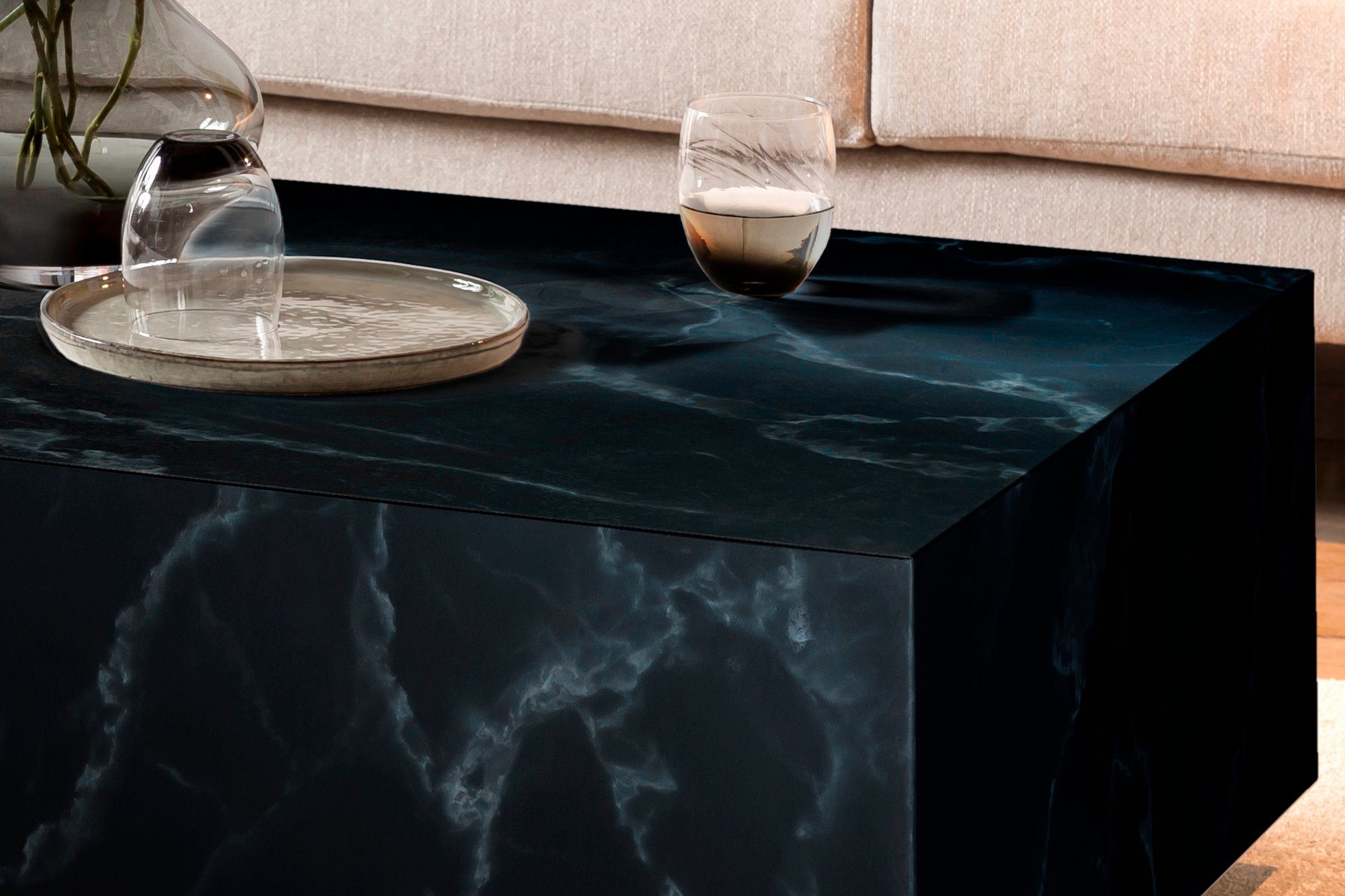 SalesFever Salontafel Almeria bijzettafel B/D 120/75 cm rechthoekig 120x75 cm, in marmerlook gefolieerd