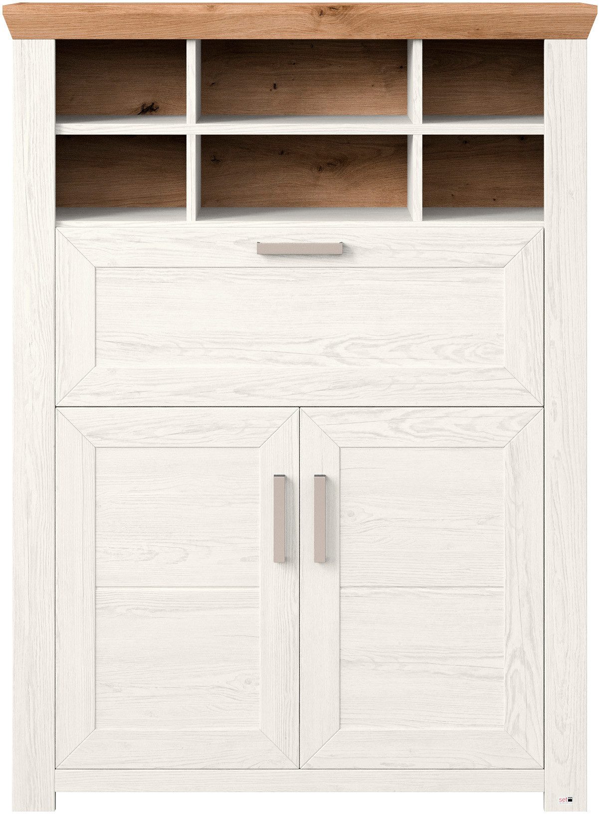 set one by Musterring Highboard York Type 15, met houten deuren en klep, verlichting optioneel, breedte 105 cm