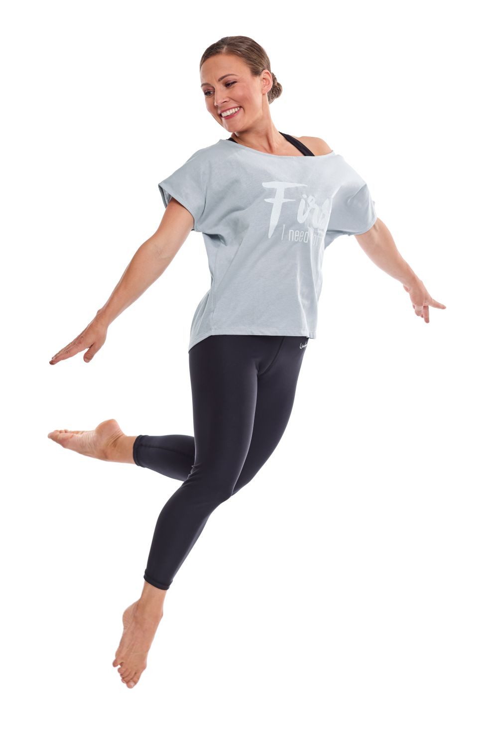 Winshape Oversized shirt MCT002 ultralicht met witte glitter-print