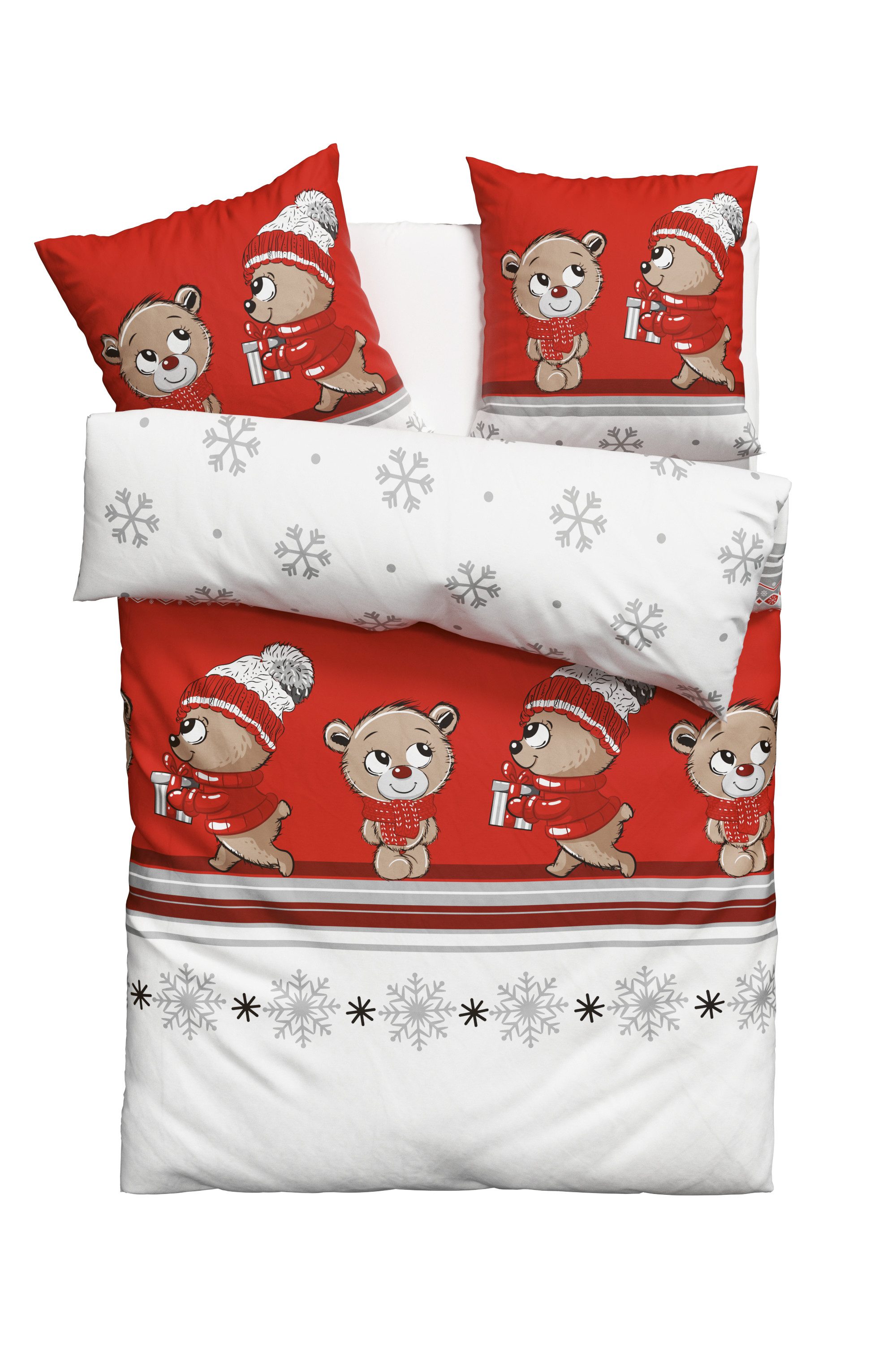 my home Beddengoed Janina in mt. 135x200 of 155x220 cm 100% katoen, veel winterdesigns: patchwork, sneeuwpop, uil, beer