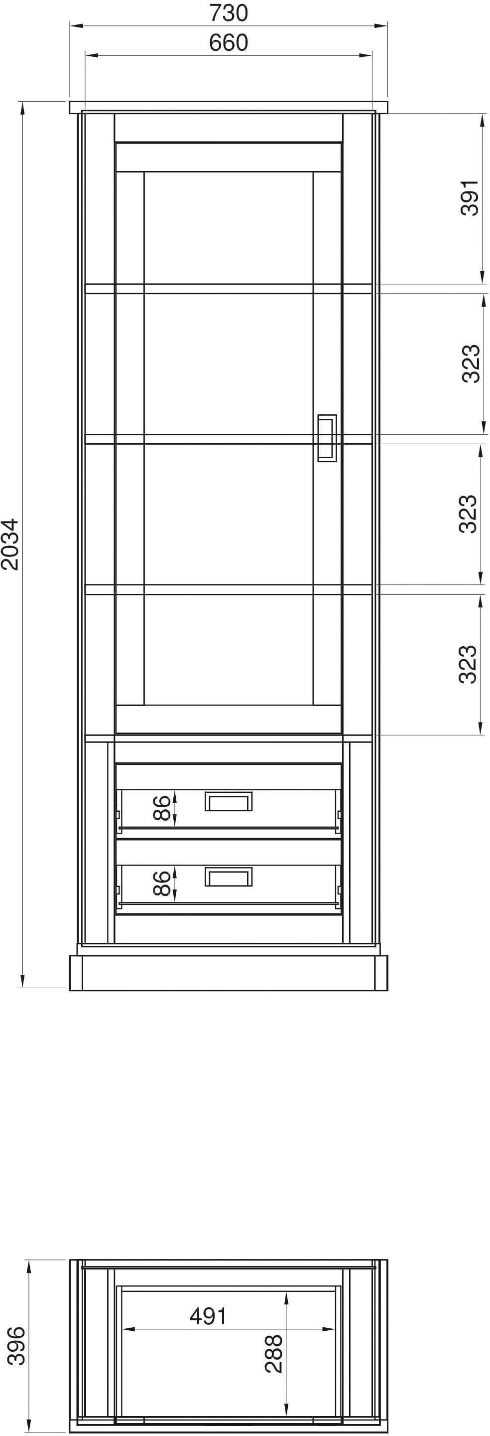 Home affaire Vitrinekast Orlando Hoogte ca. 204 cm