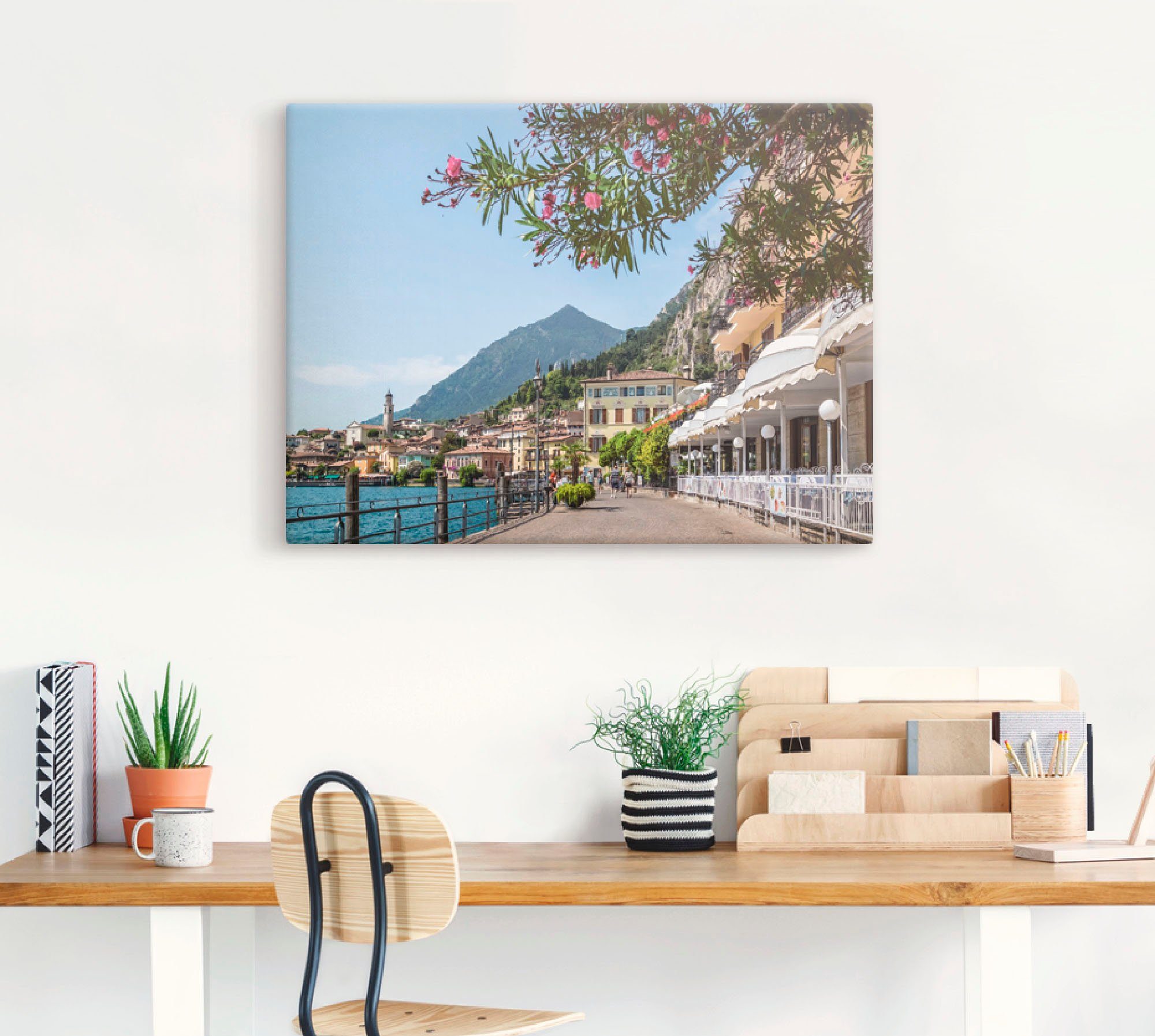 Artland Artprint Gardameer Limone sul Garda I als artprint op linnen, poster in verschillende formaten maten
