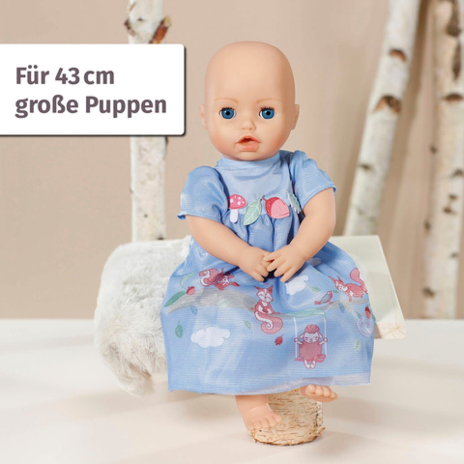 Baby Annabell Poppenkleding Jurk blauw eekhoorntje, 43 cm