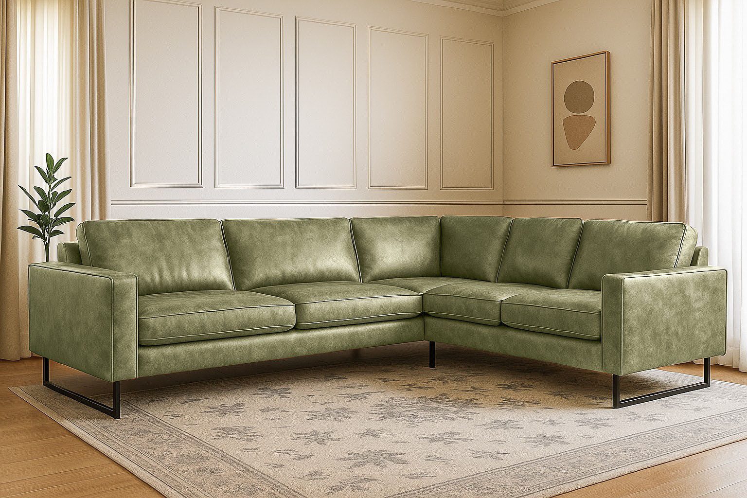 Places of Style Hoekbank Pinto, XXL, 250/290 cm, lange arm, ottomane Cord, chenille, leerlook, met bies, metalen voeten, golfondersteuning