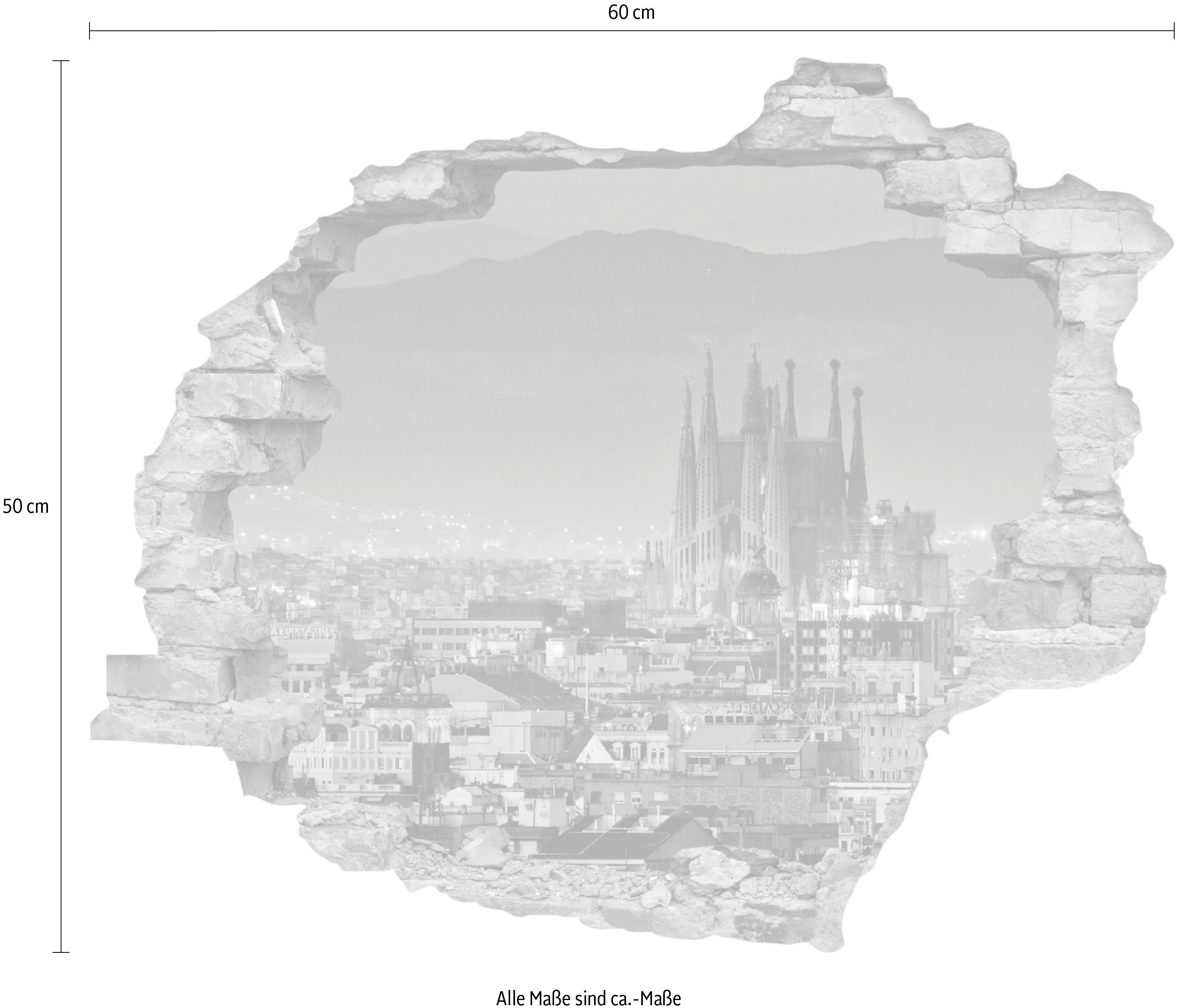 queence Wandfolie Stad Muursticker, muurdecoratie, zelfklevend, 3D, muurdurchbraak (1 stuk)