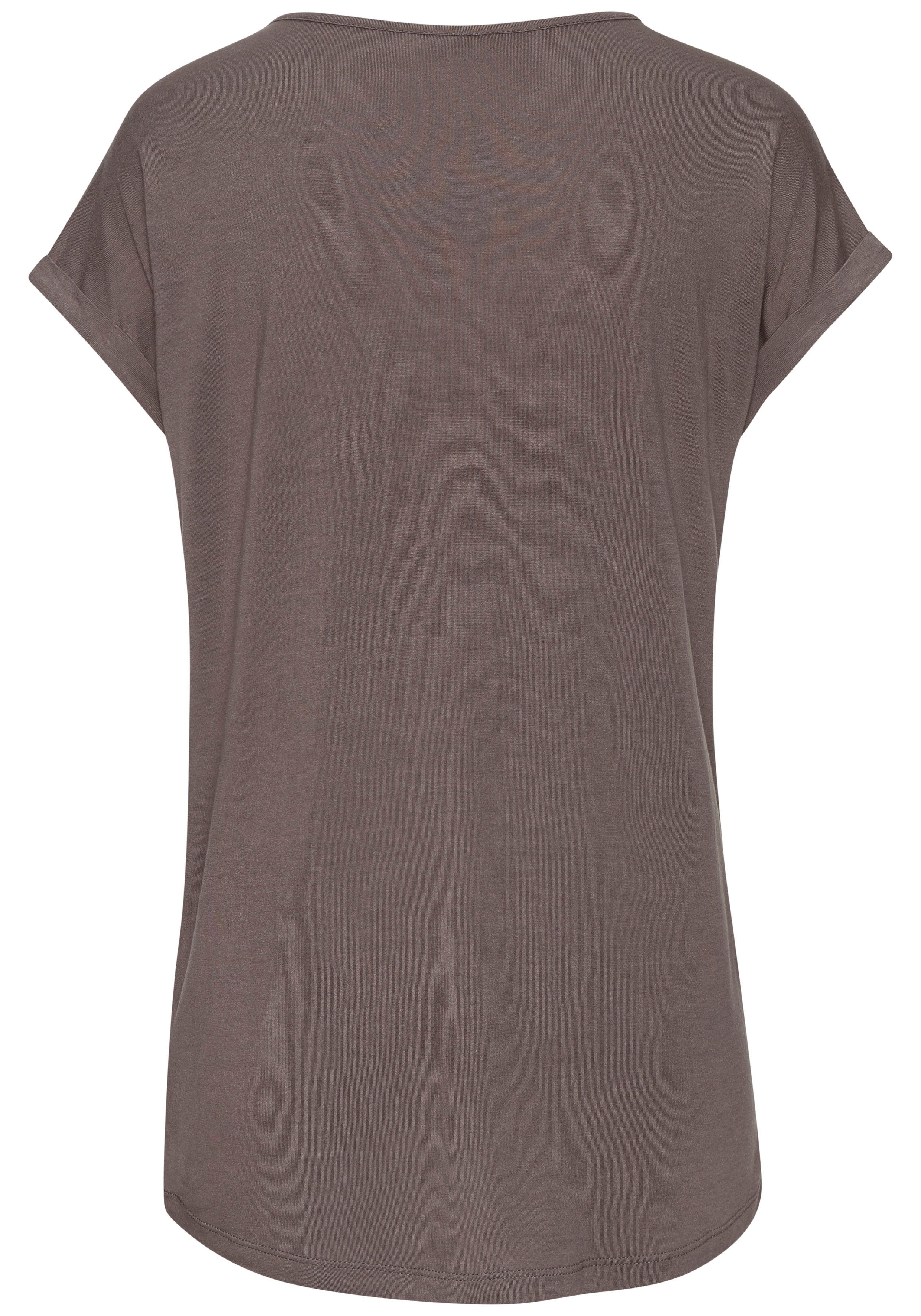Lascana Shirt met korte mouwen met ronde halslijn, jersey stof, mouwomslag, basic