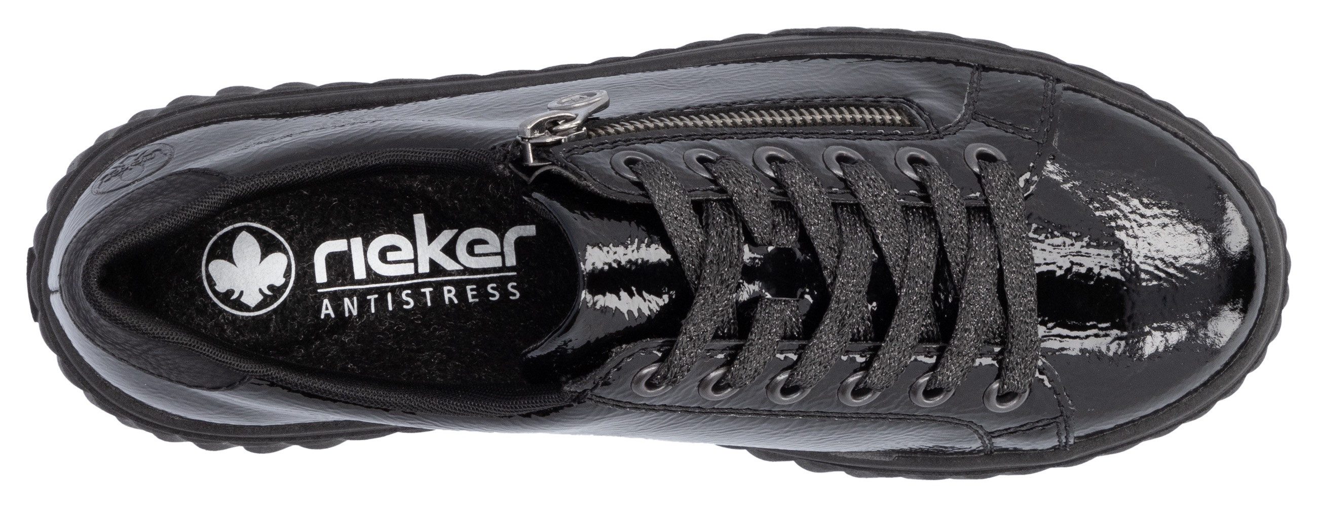 Rieker Plateausneakers vrijetijdsschoen, lage schoen, veterschoen met plateauzool