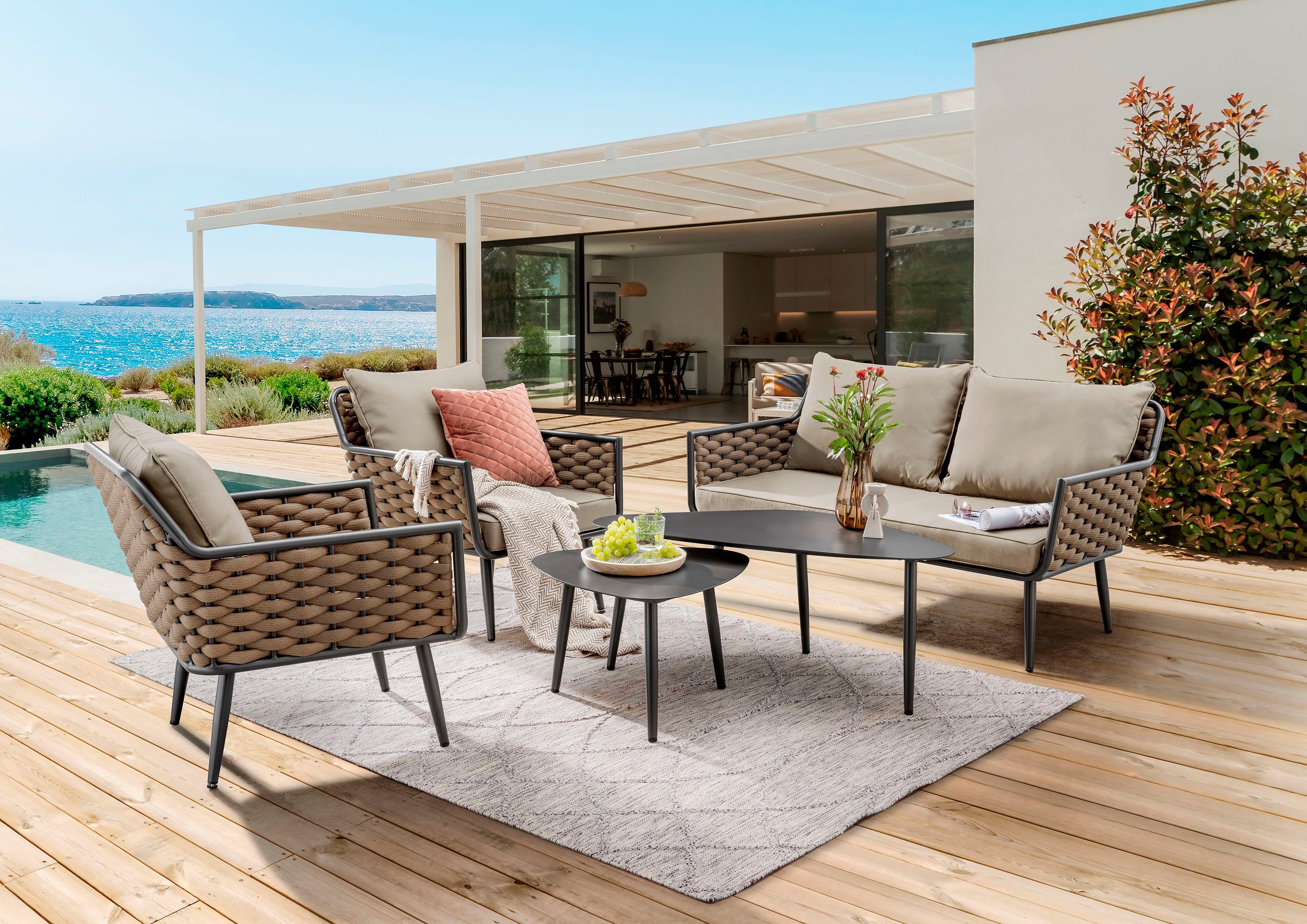 Destiny Tuinset Ravenna Aluminium, Olefin-touw (set, 12-delig) tuinsets bruin