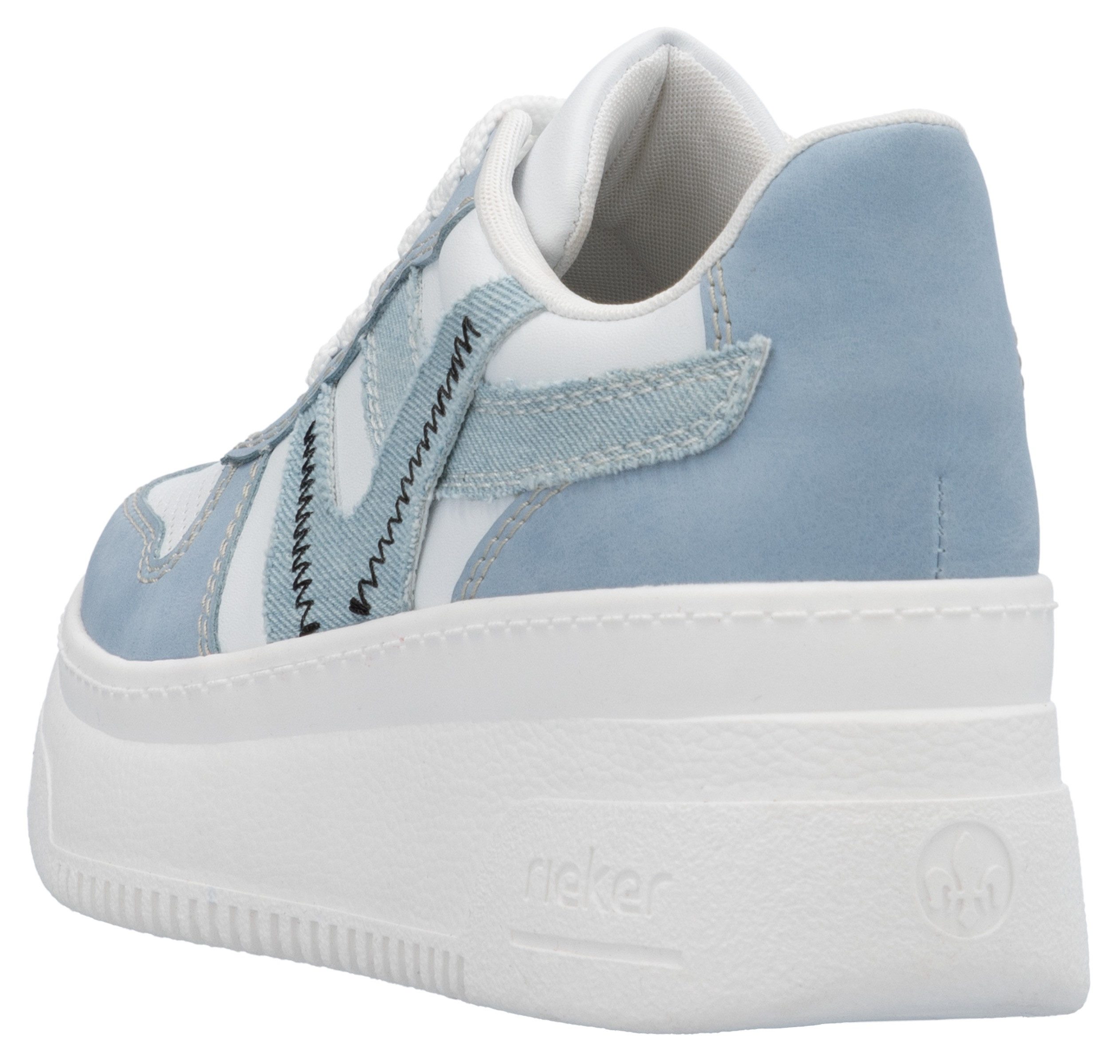 Rieker Plateausneakers , vrijetijdsschoen, halfschoen, veterschoen met gepolsterde schacht
