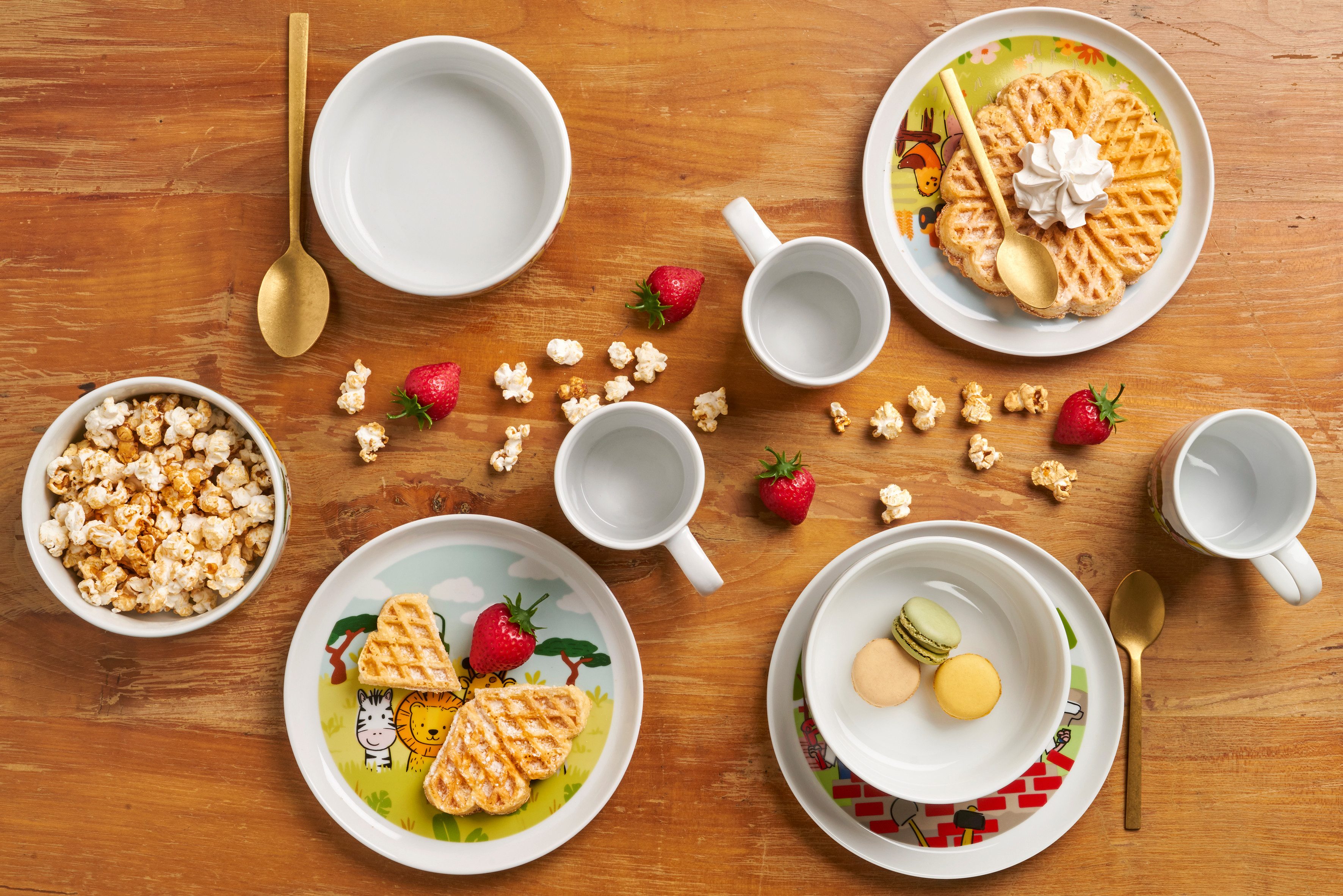 van Well Kinderservies-set Kinderset bouwplaats, 3-delig, servies-set, service met kleurrijke decor, vaatwasmachine- en magnetronbestendig (set, 3-delig)