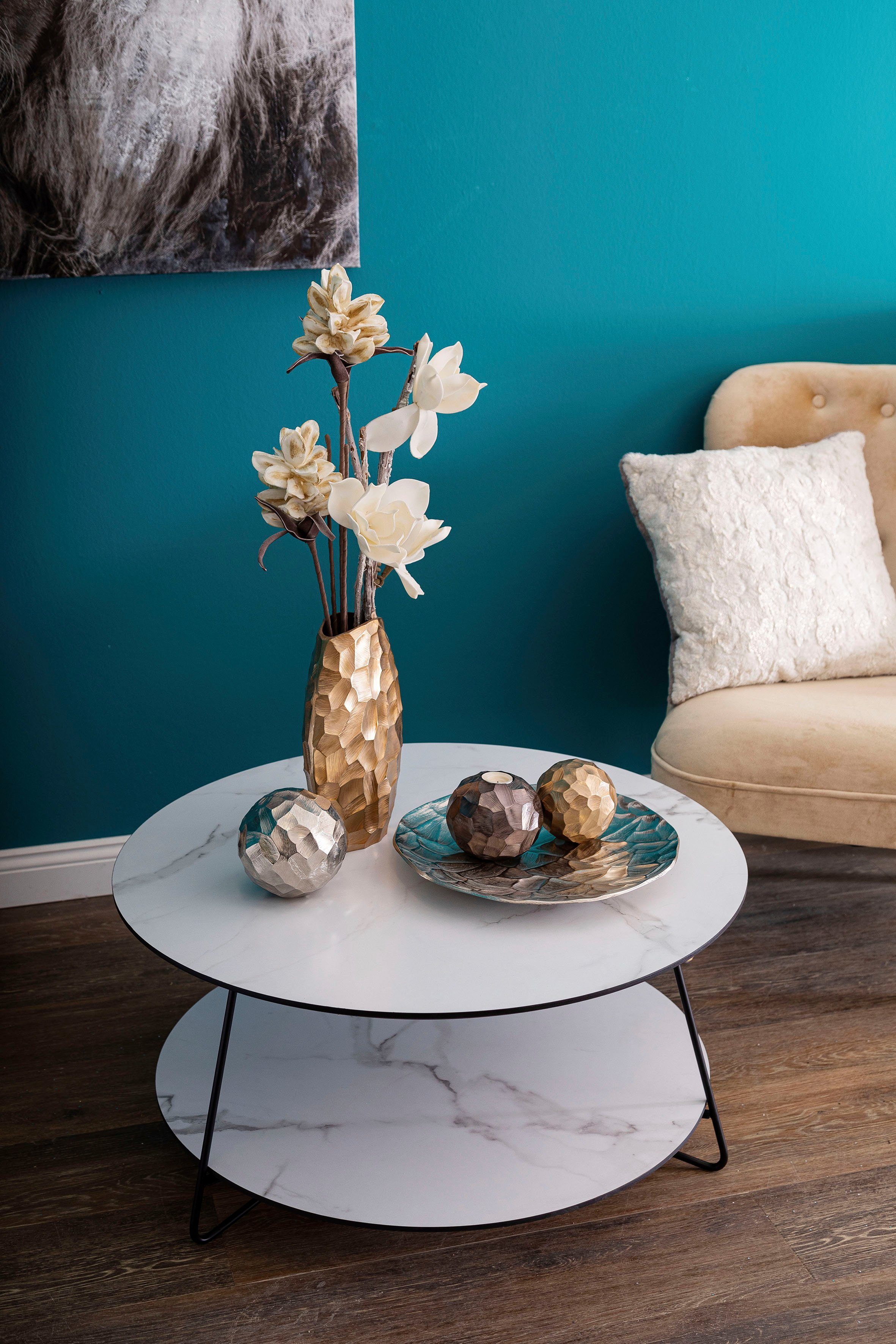 Home affaire Salontafel rond, met grijs, wit in marmer look gelakte tafelblad