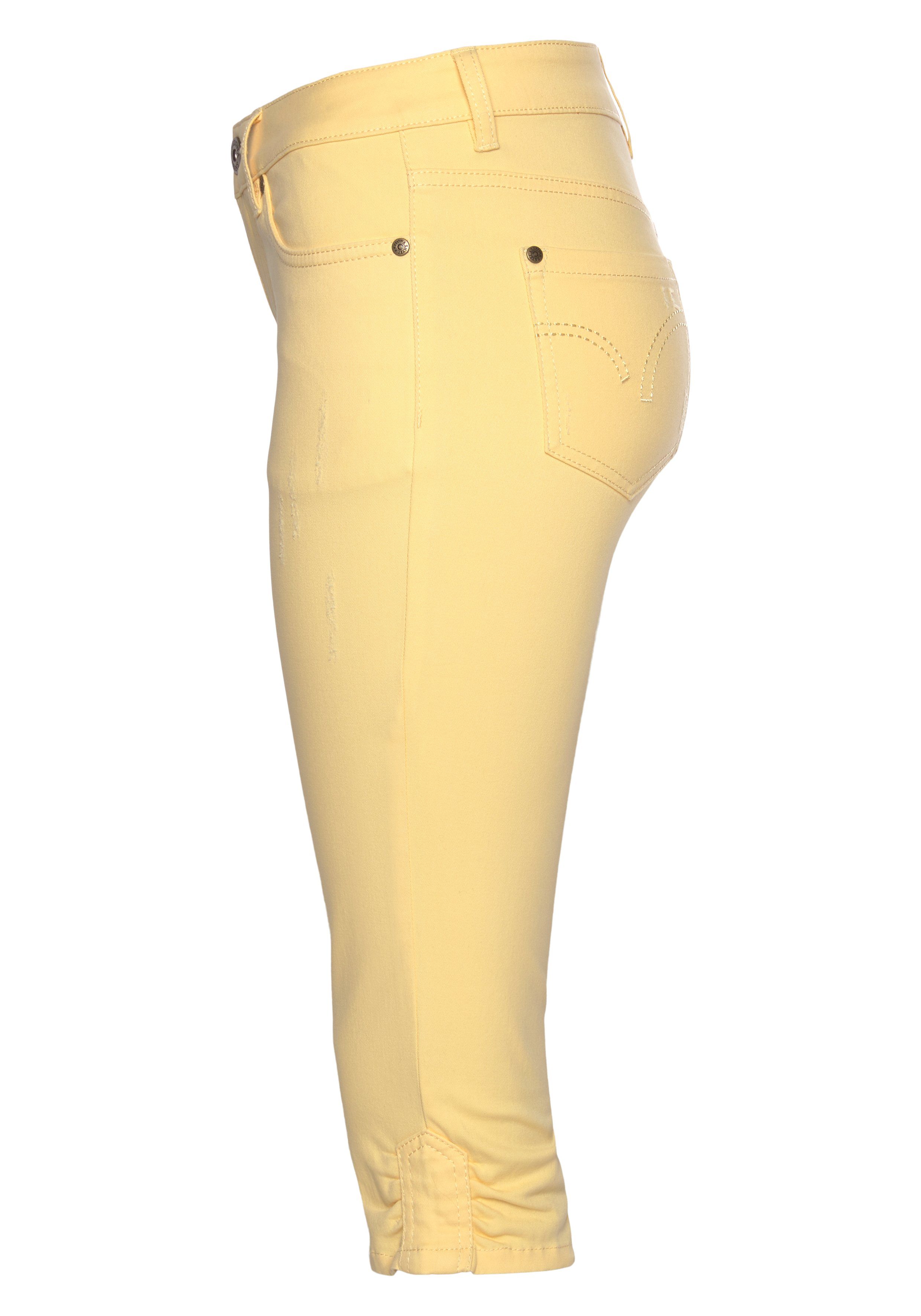 Arizona Capri jeans smalle pasvorm, met destroyed-effecten, lage taille
