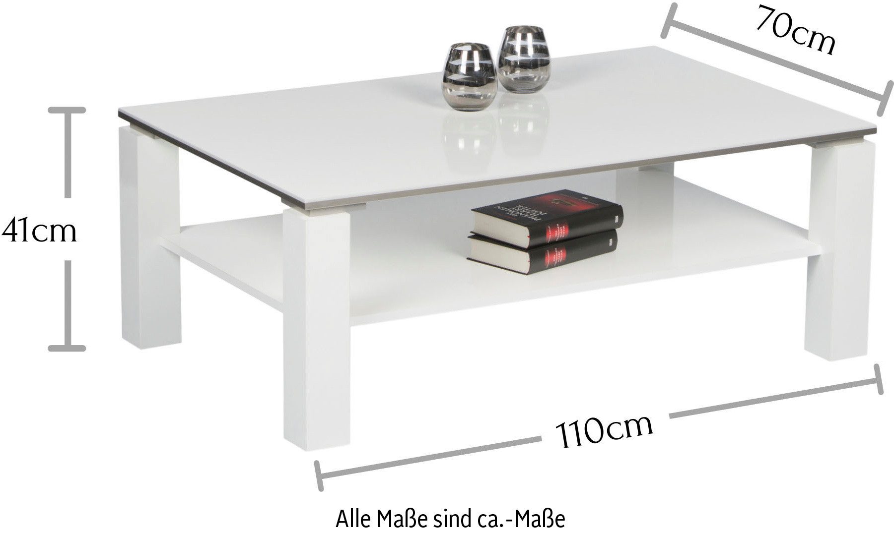 Stolkom Salontafel Romy wit glans, tafel in 3 uitvoeringen