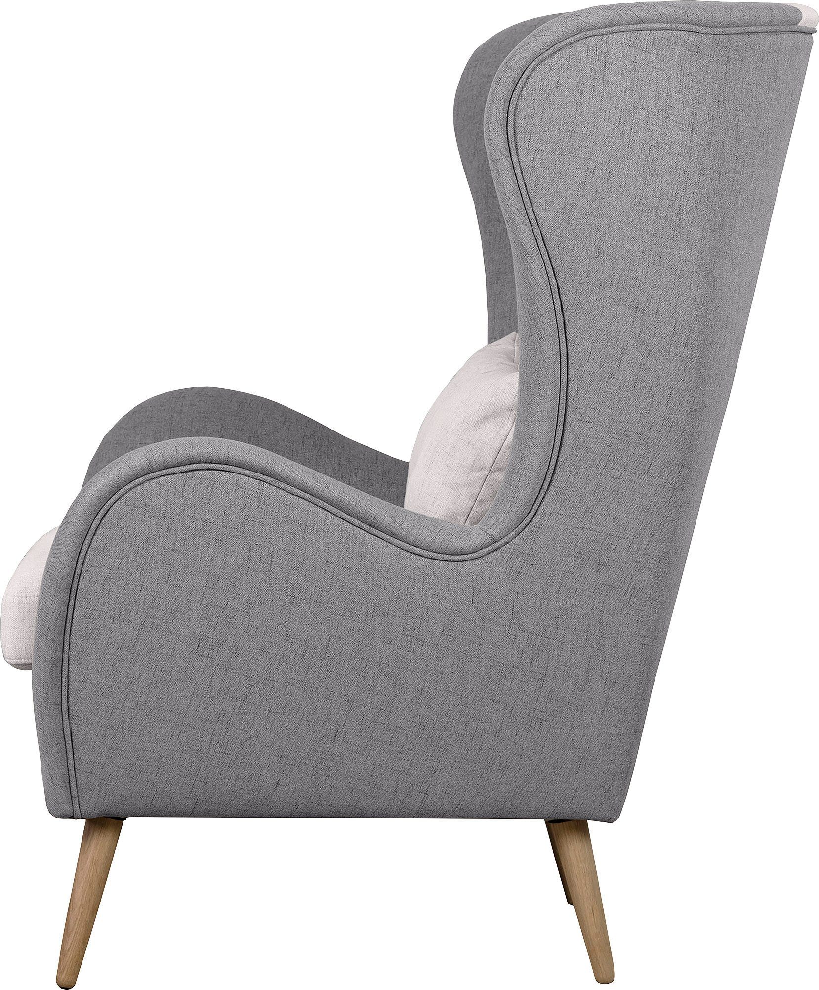 Home affaire Fauteuil Salla bekleding bouclé of fijne structuur, oorschelp fauteuil naar keuze met of zonder hocker, grote fauteuil: afm. bxdxh: 78x94x118cm
