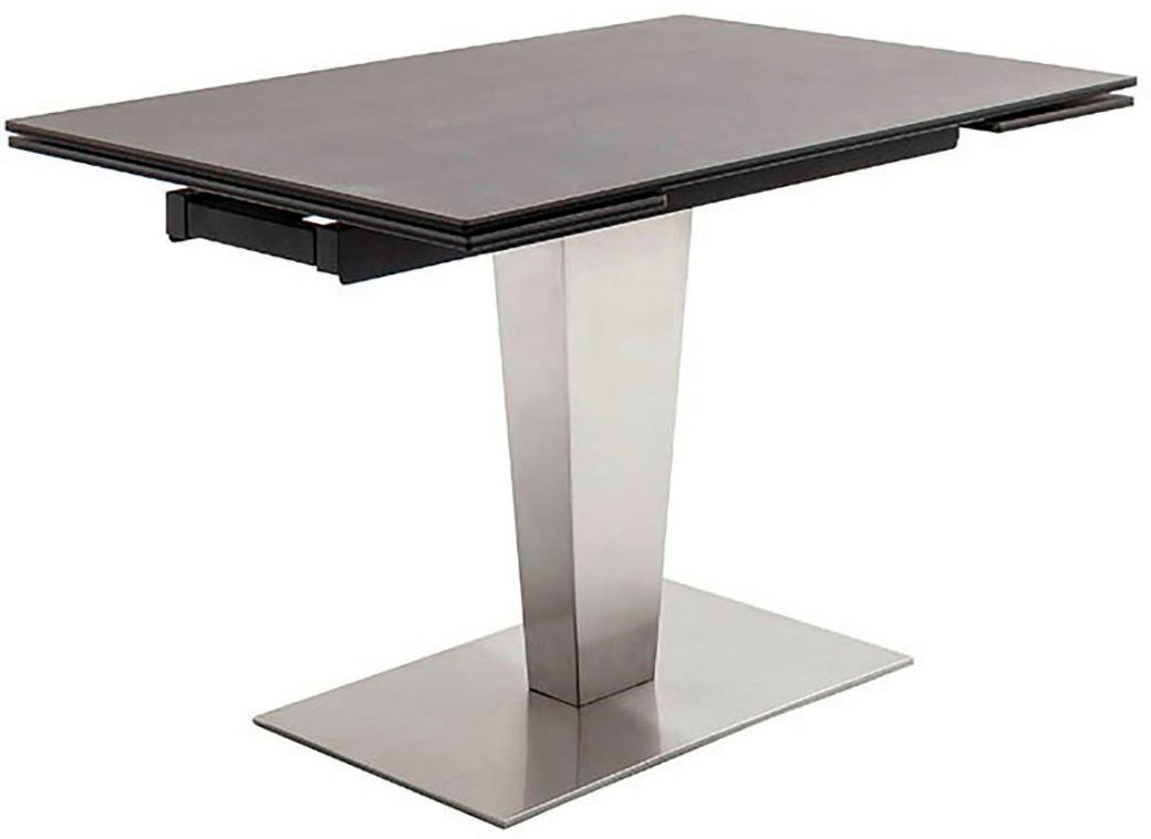 MCA furniture Eettafel PESARO uitschuifbare tafel met voet 120-180 cm Keramiek, roestvrij staal, eindschuif, uittrekbaar, tafelblad 14 mm