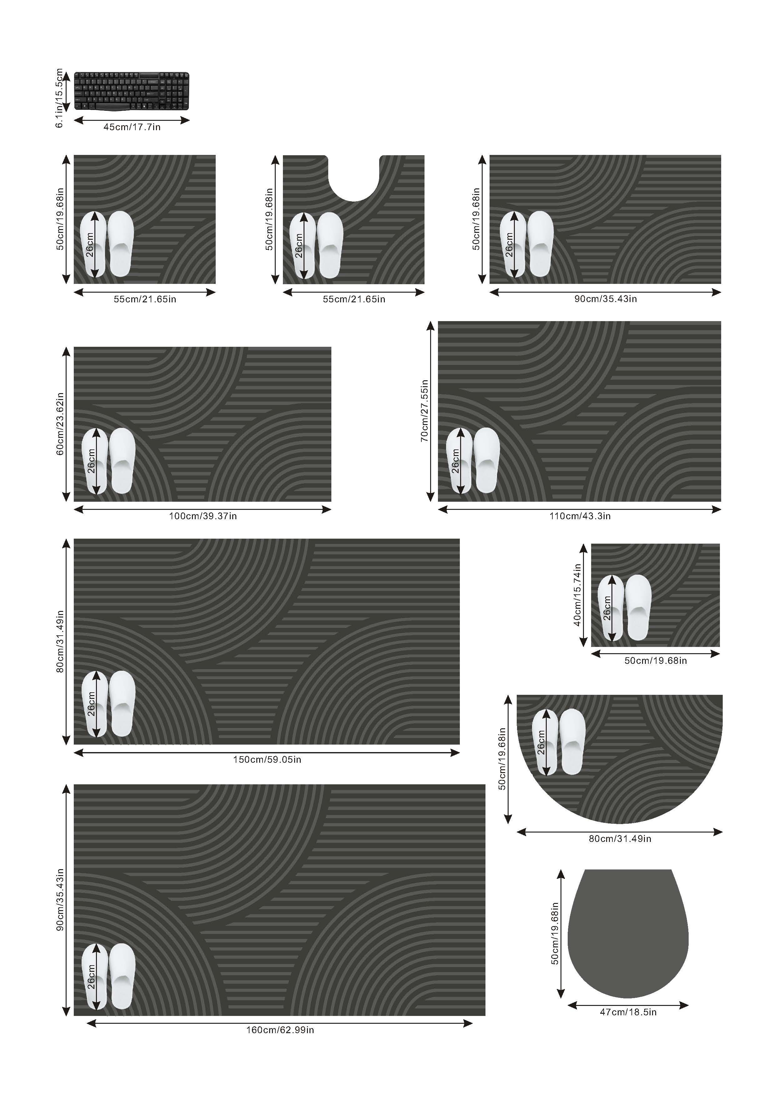 my home Badmat Ognon, Scandi, Boho, modern patroon Badkleed, uni-kleuren, hoog-laag effect (1 stuk)