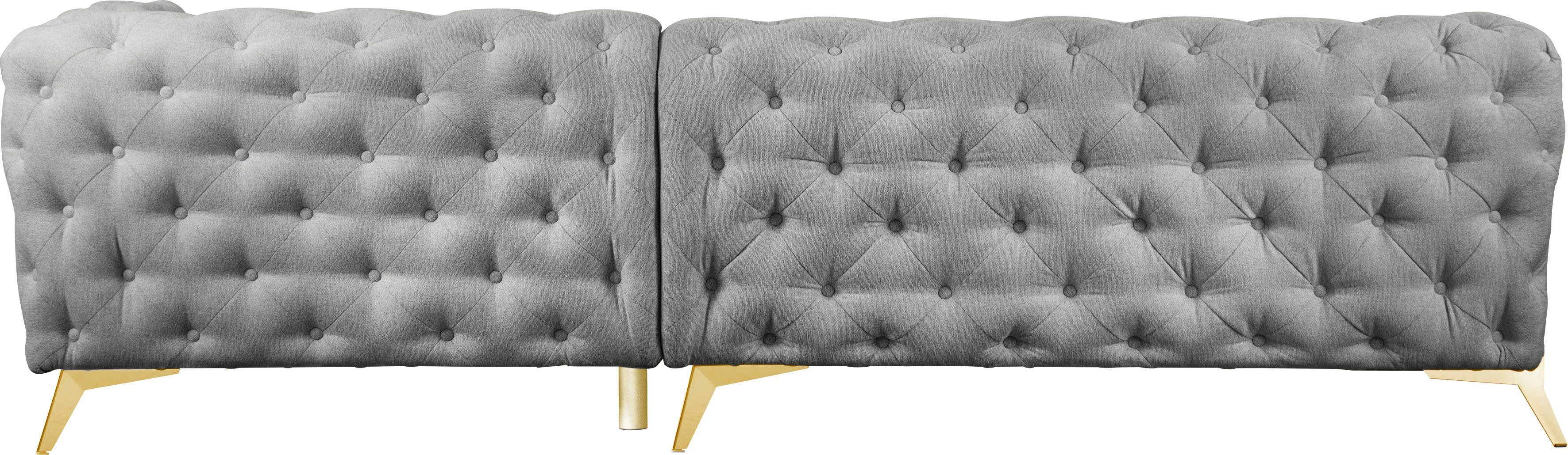 Leonique Chesterfield-bank Amaury L-vorm moderne chersterfield-look, breedte 262 cm, kleur van de poten ter keuze