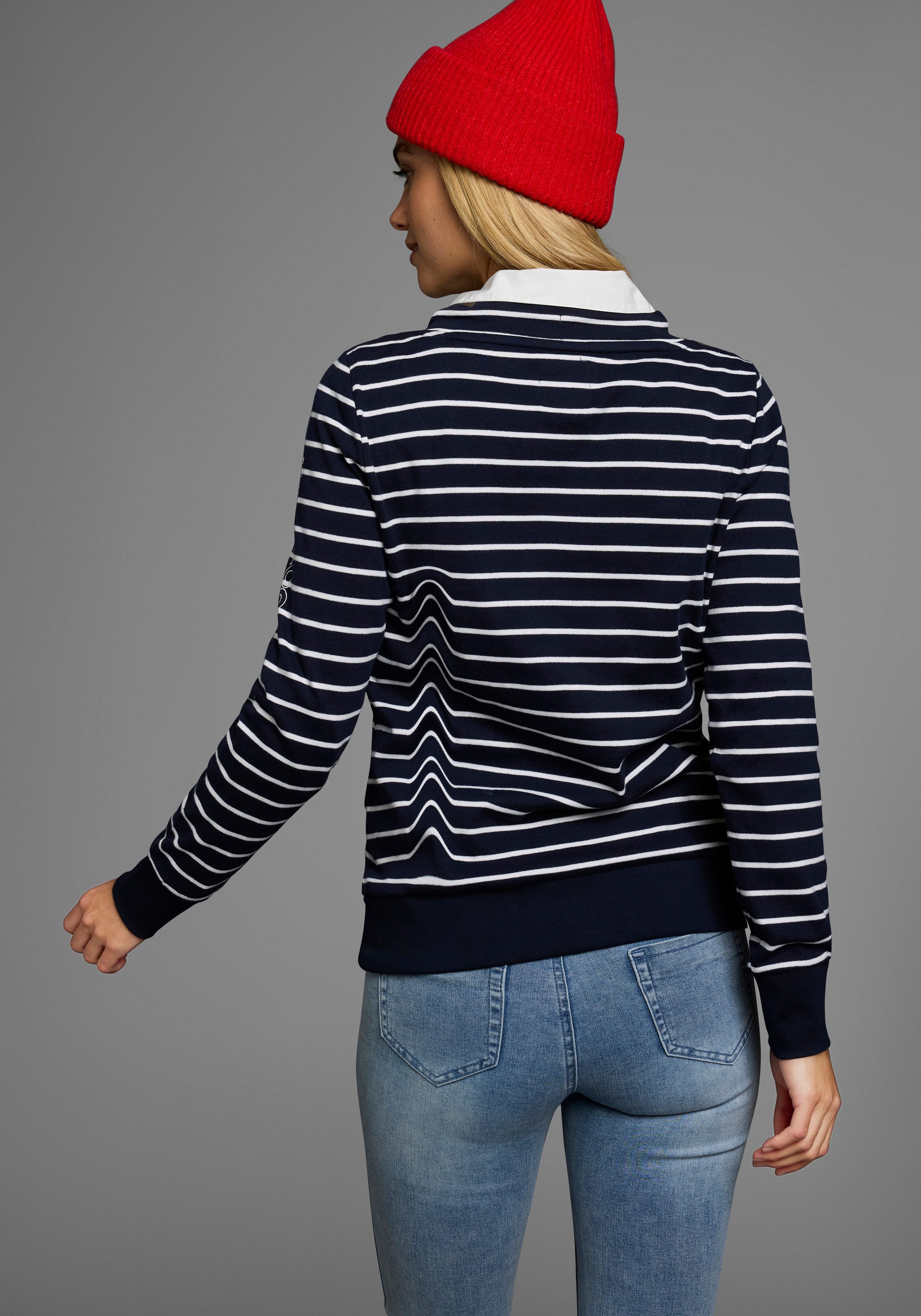 KangaROOS Sweatshirt Lange mouwen met duimgaten, figuurvolgend, staande kraag met koord