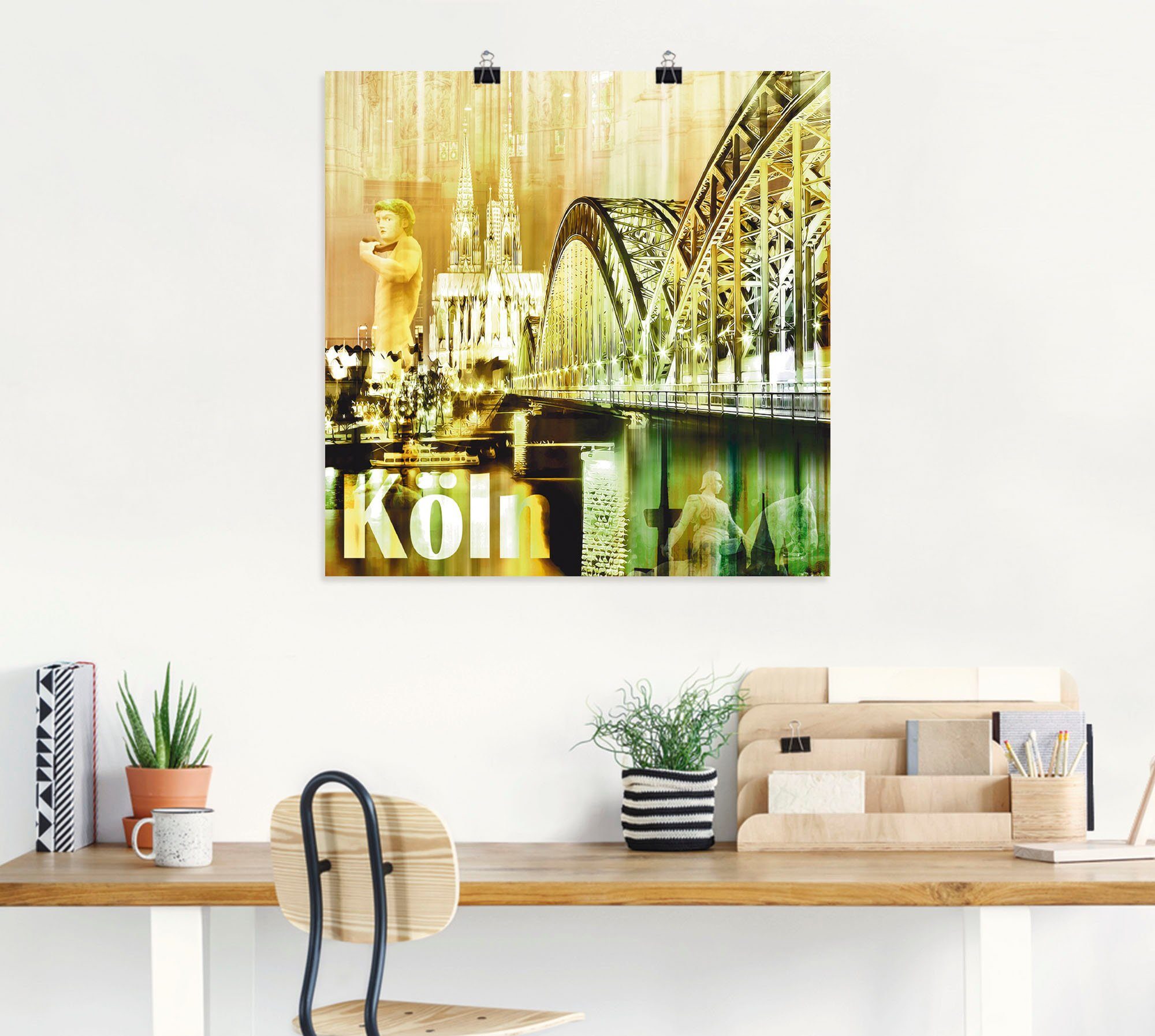 Artland Poster Köln skyline abstracte collage II als artprint op linnen, muursticker of poster in verschillende maten