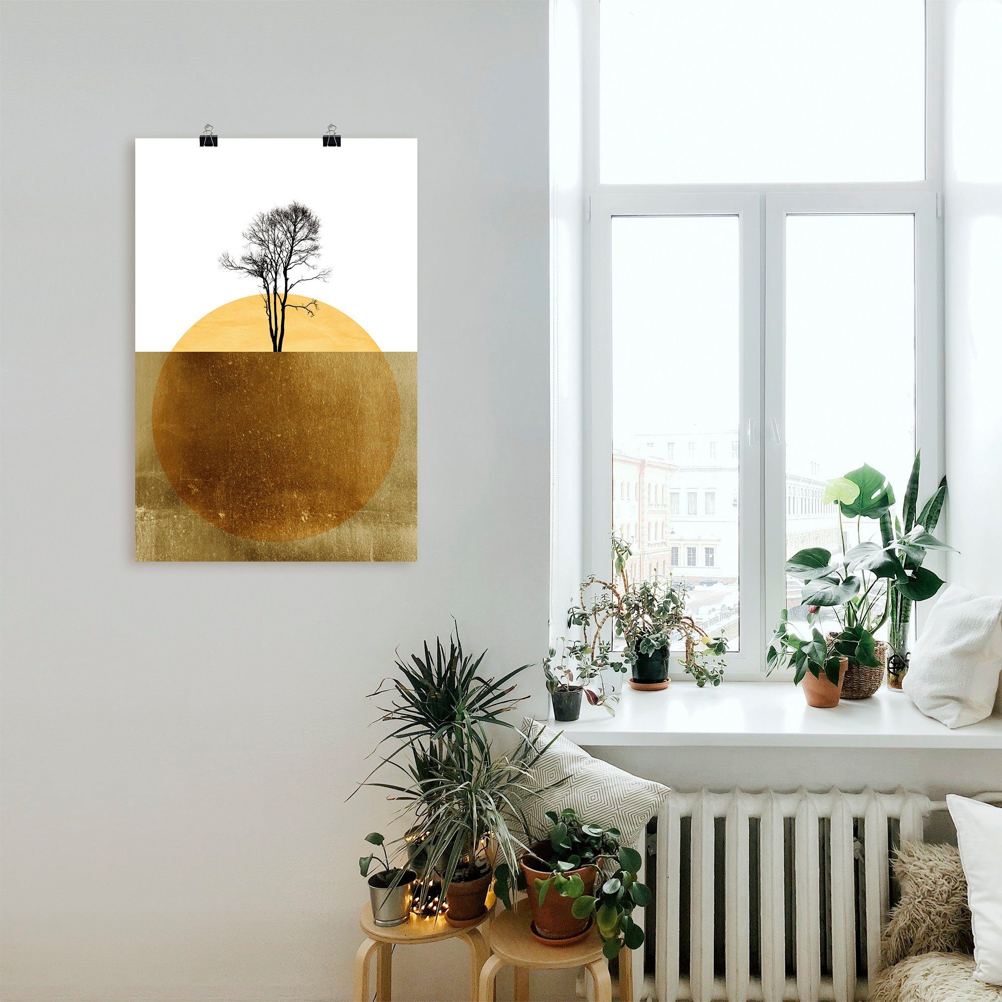 Artland Artprint Gouden oceaan als artprint van aluminium, artprint voor buiten, artprint op linnen, poster in verschillende maten. maten