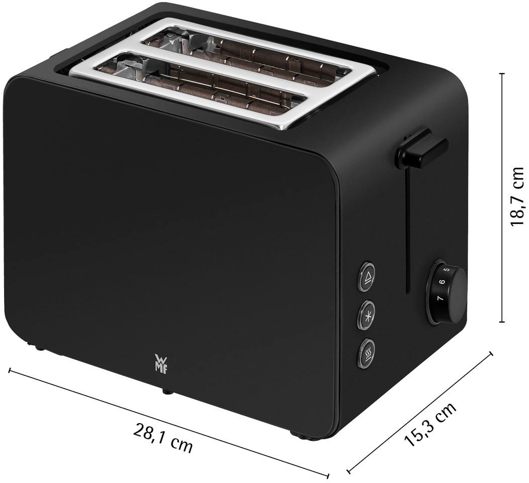 WMF Toaster Stelio Edition Deep Black, 2-sneden broodrooster met broodjesopzetstuk