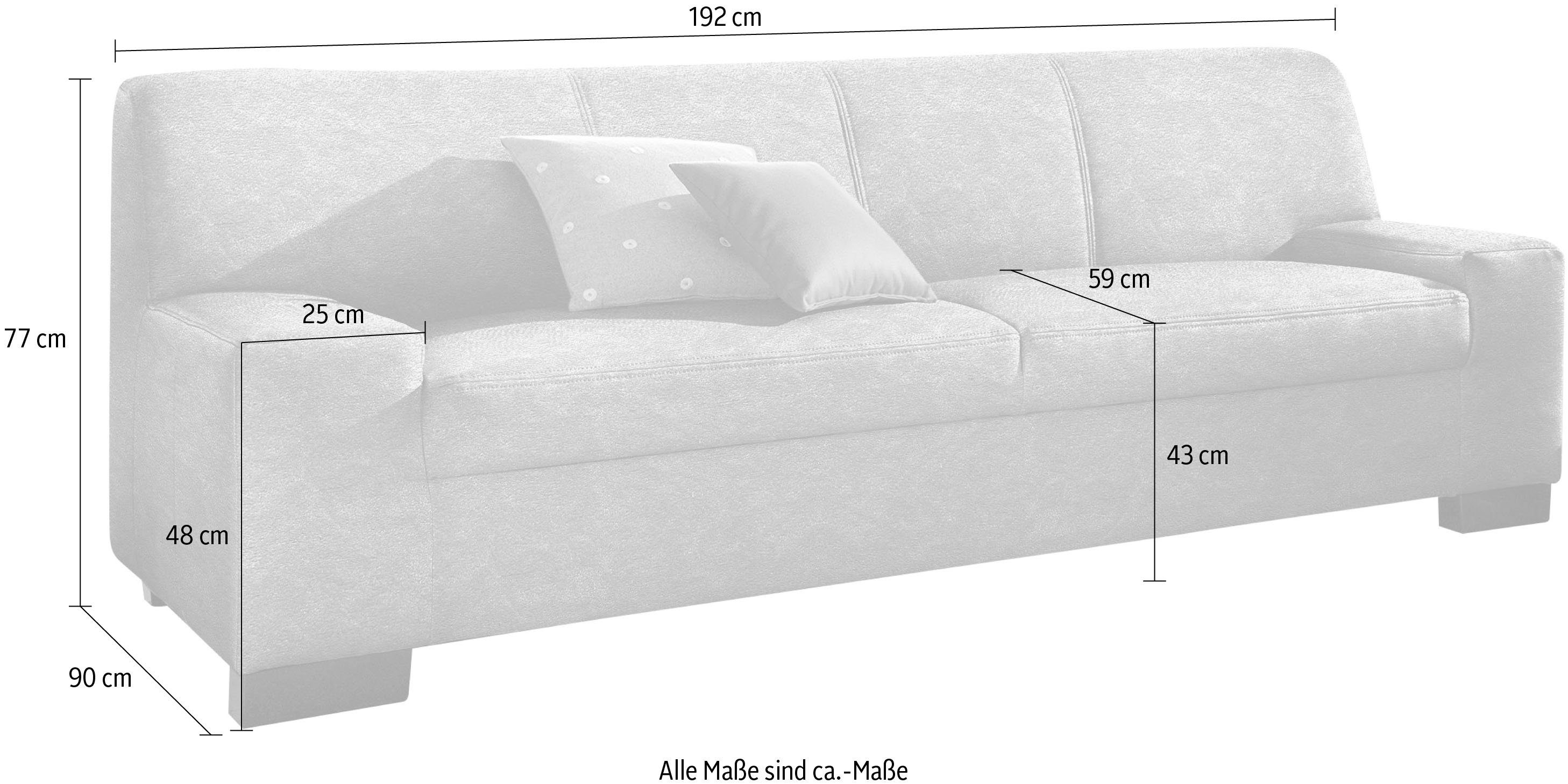 DOMO collection 2-zitsbank Norma, tijdloos, kubisch en elegant, comfortabel, platte armleuningen