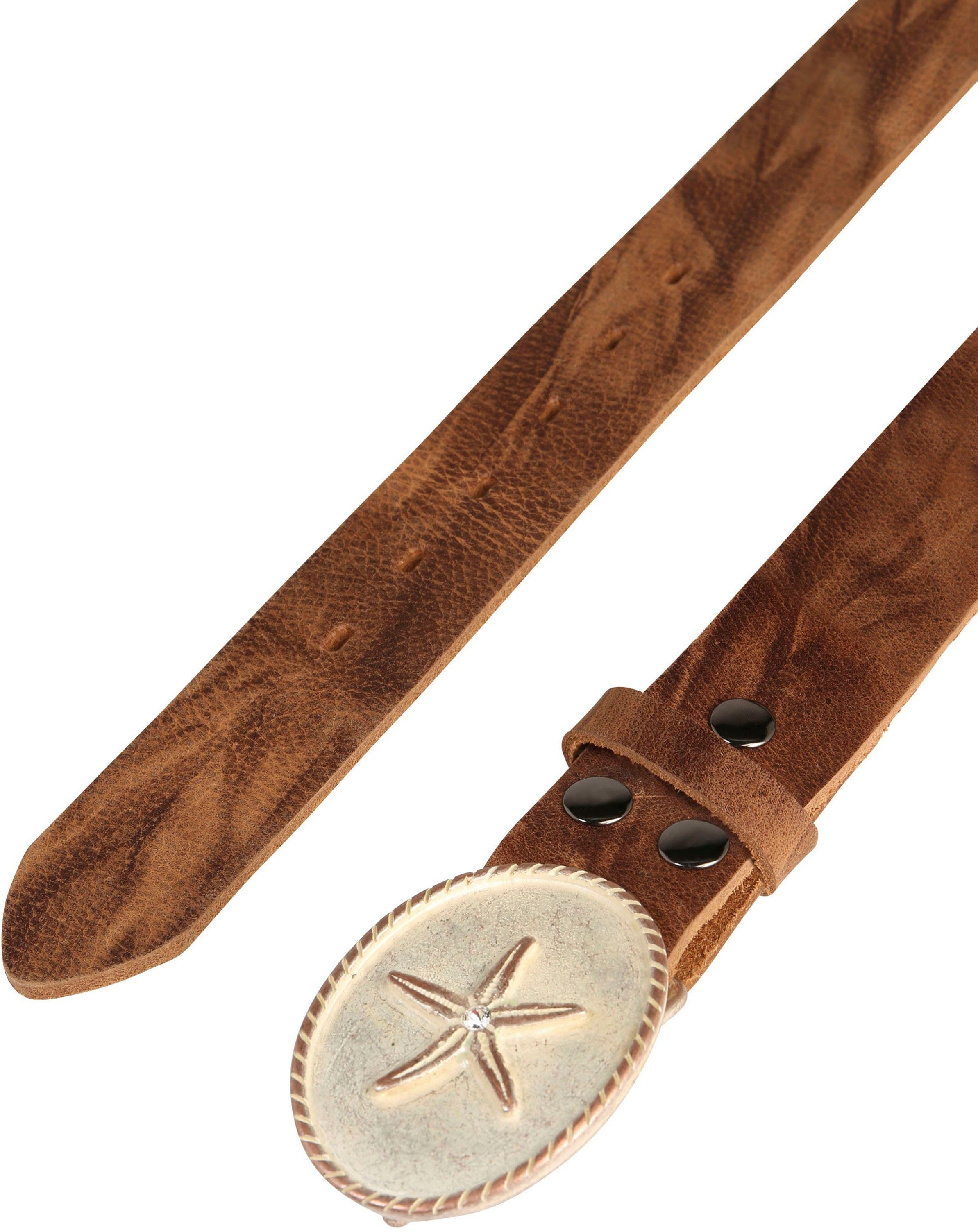 RETTUNGSRING by showroom 019° Leren riem met zeester-koppelgesp