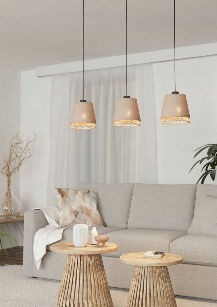 EGLO Tabley Hanglamp E27 89 cm Natuur-Bruin-Zwart Textiel