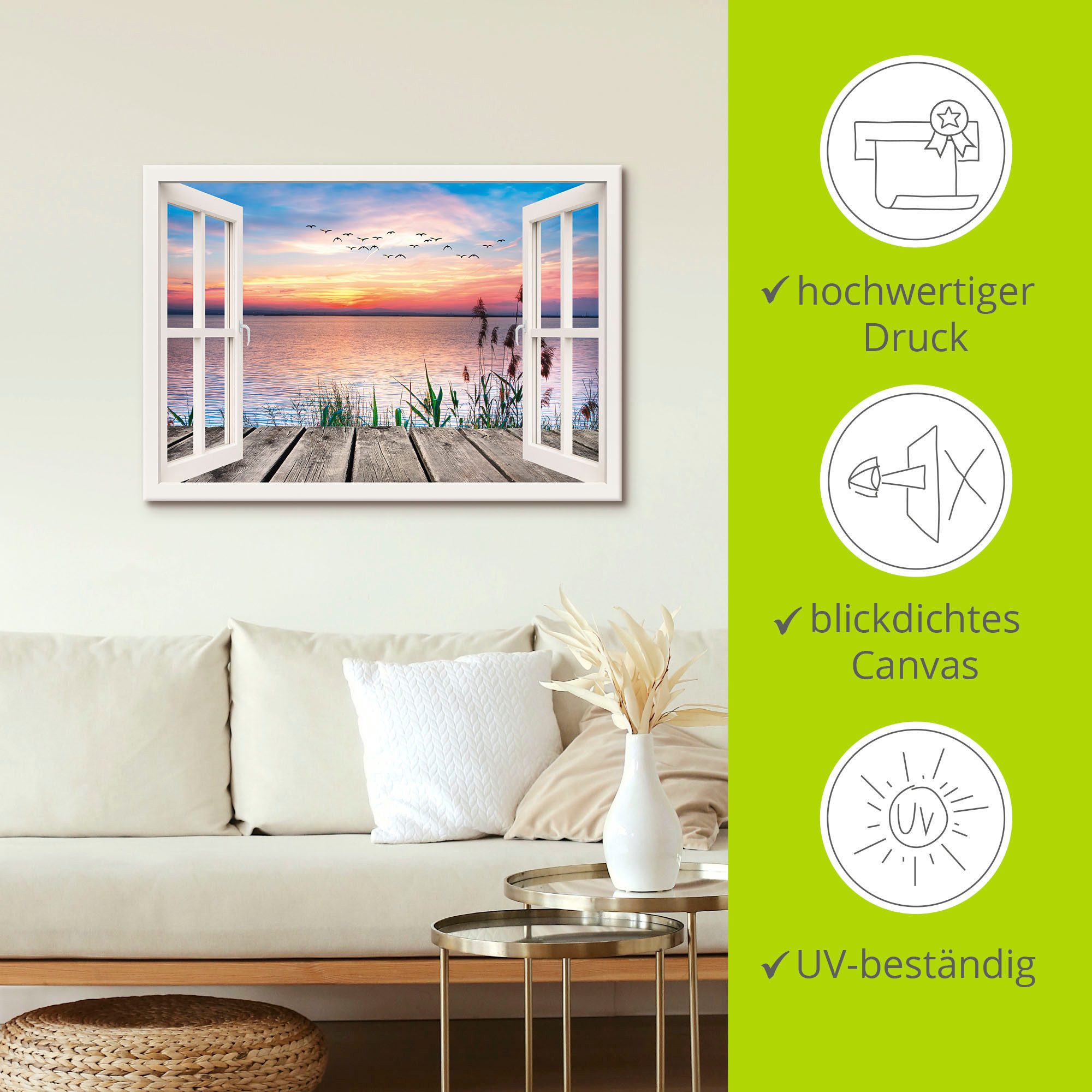 Artland Artprint Meer in de kleuren van de wolken als artprint op linnen, poster, muursticker in verschillende maten