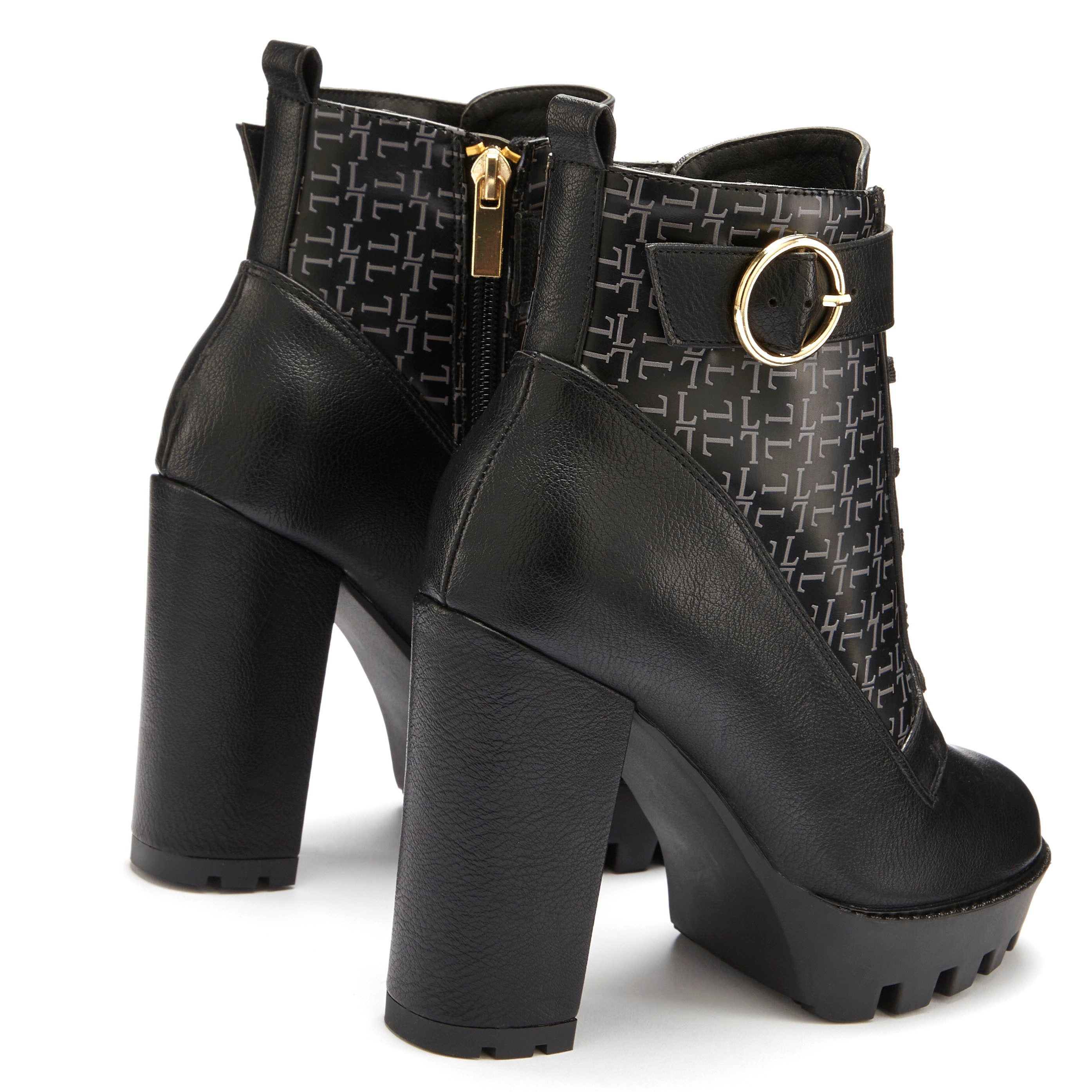 Lascana Laarsjes met blokhak en verfijnde patroon, high-heel enkellaars vegan
