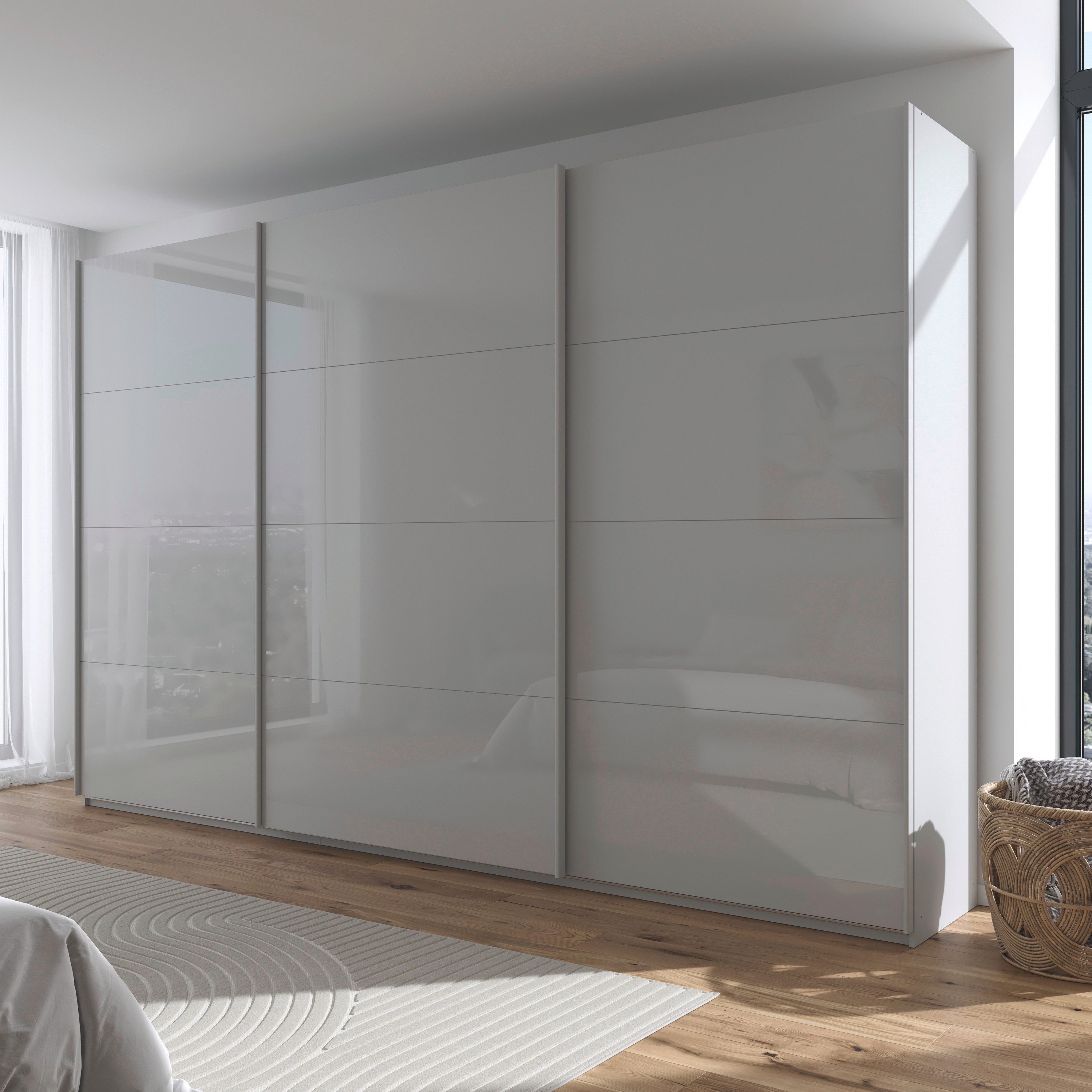 rauch Schuifdeurkast Kledingkast Kast Garderobe AGORDO met Glasfront doordachte binnenuitrusting, in 4 breedtes en 2 hoogtes made in germany