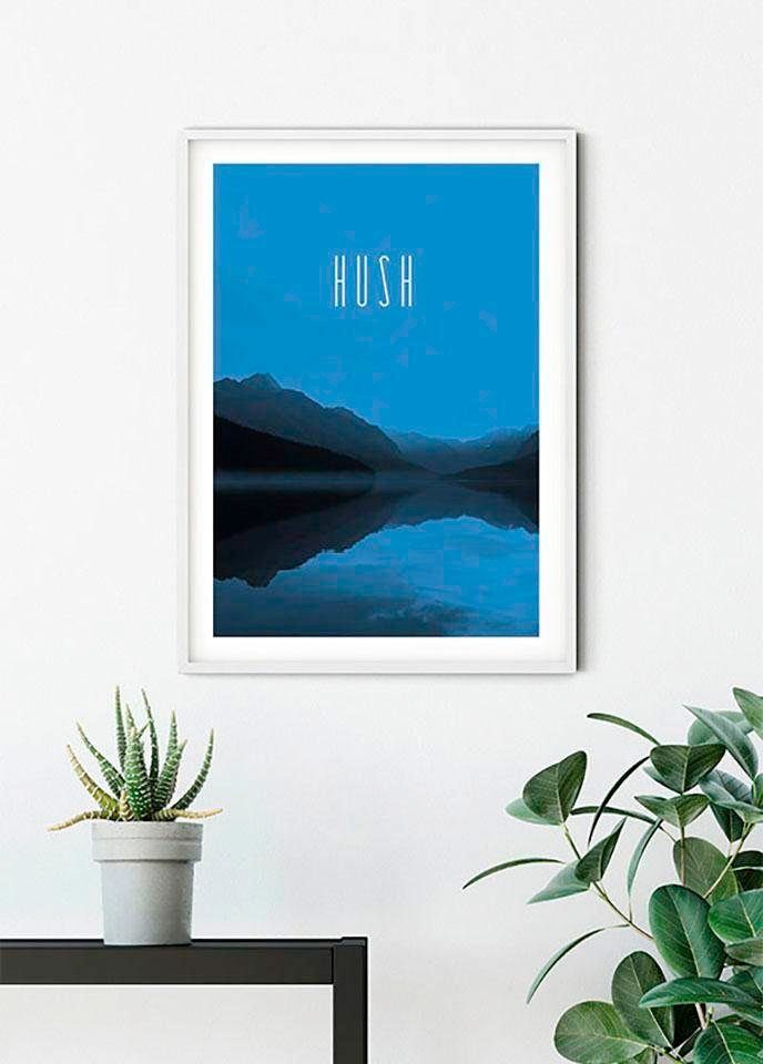 Komar Wanddecoratie Word Lake Hush blue Wanddecoratie - zonder lijst (1 stuk)