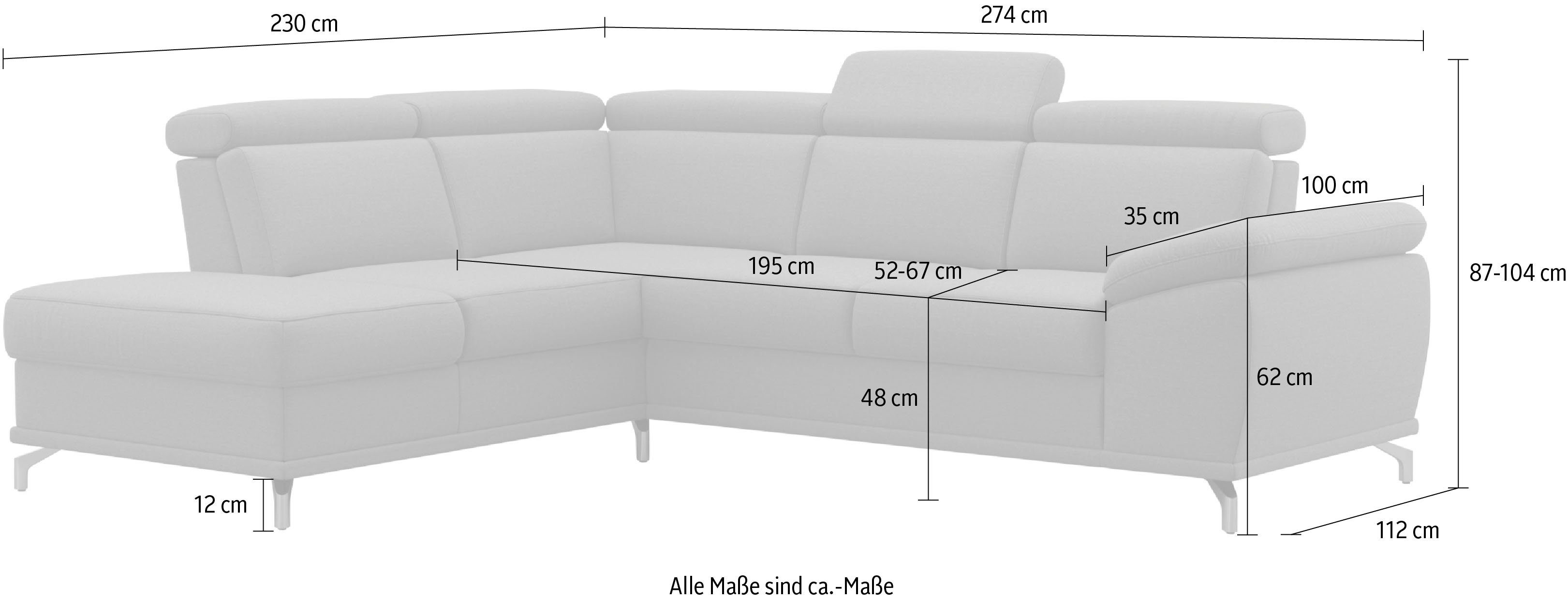 sit&more Hoekbank Cabrio L-vorm, met zitdiepteverstelling, arm- en hoofdsteunverstelling