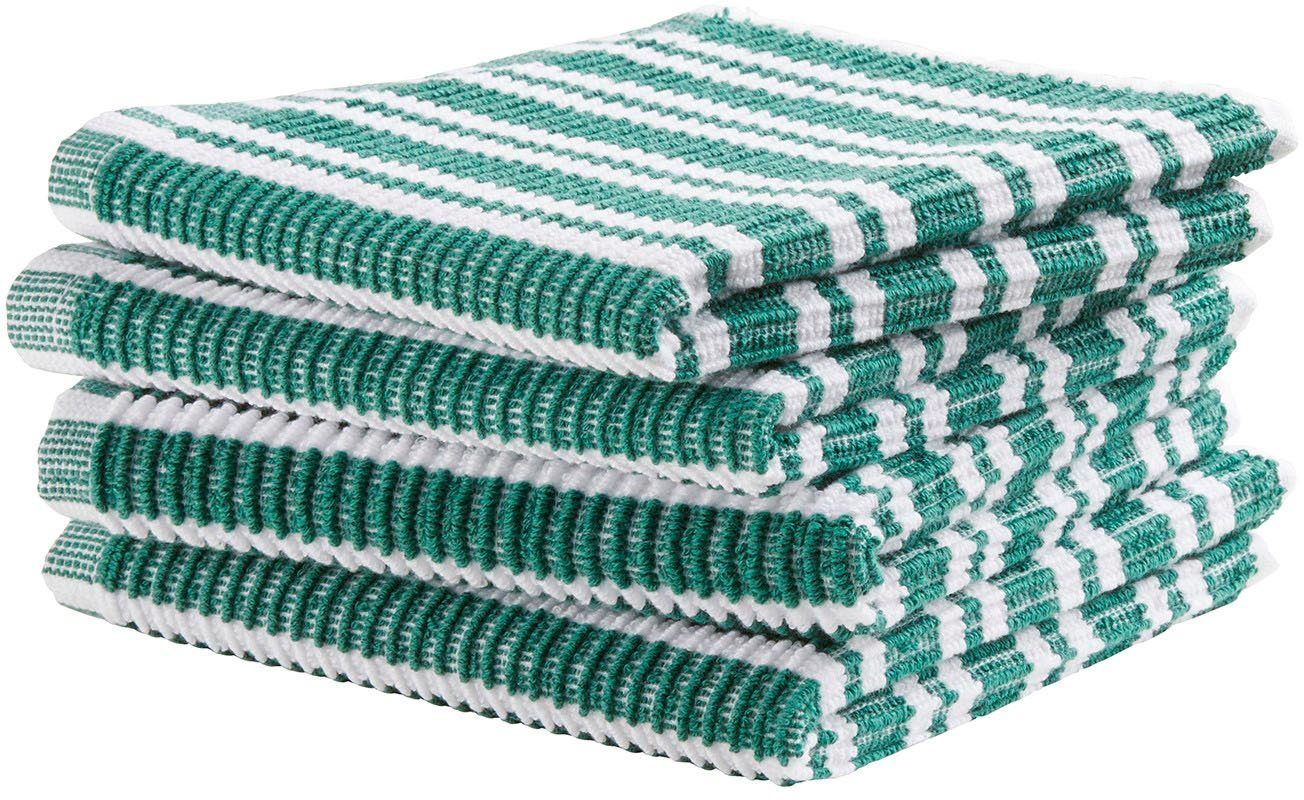 DDDDD Vaatdoek Stripe, 30x30 cm, van 100% katoen met luxueuze ribstructuur en optimale vochtabsorptie (set, 4-delig)