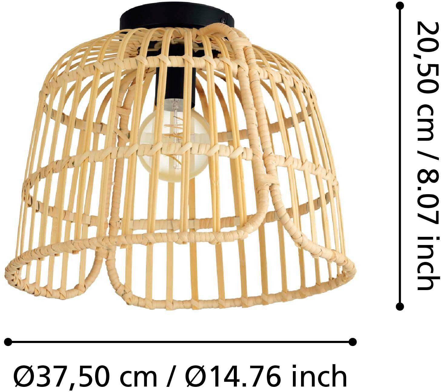 EGLO Plafondlamp GLYNEATH Plafondlamp in boho stijl, natuur woonkamerlamp, met E27 fitting (1 stuk)
