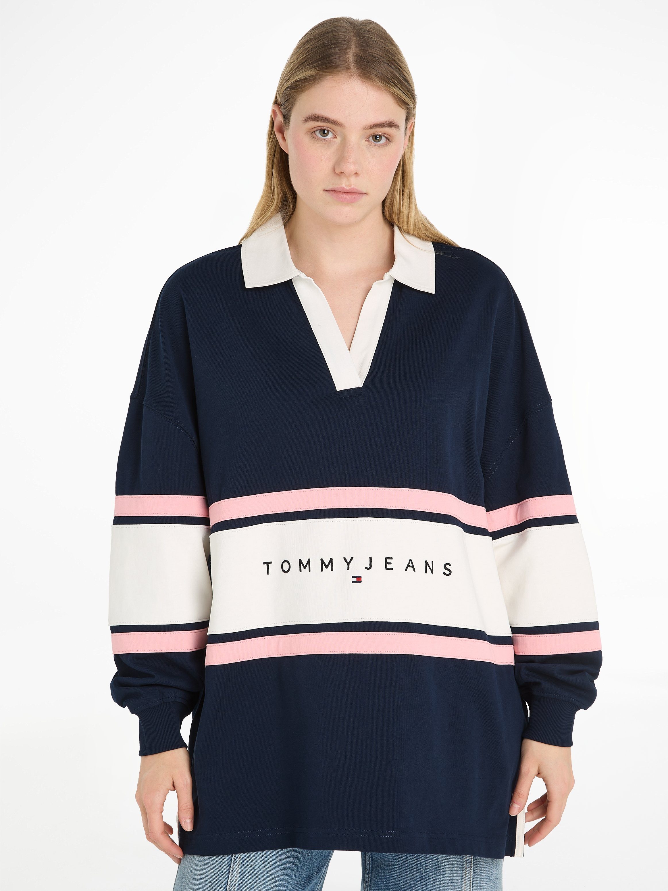 TOMMY JEANS Dames Tops & T-shirts Tjw Colorblock Rugby Donkerblauw