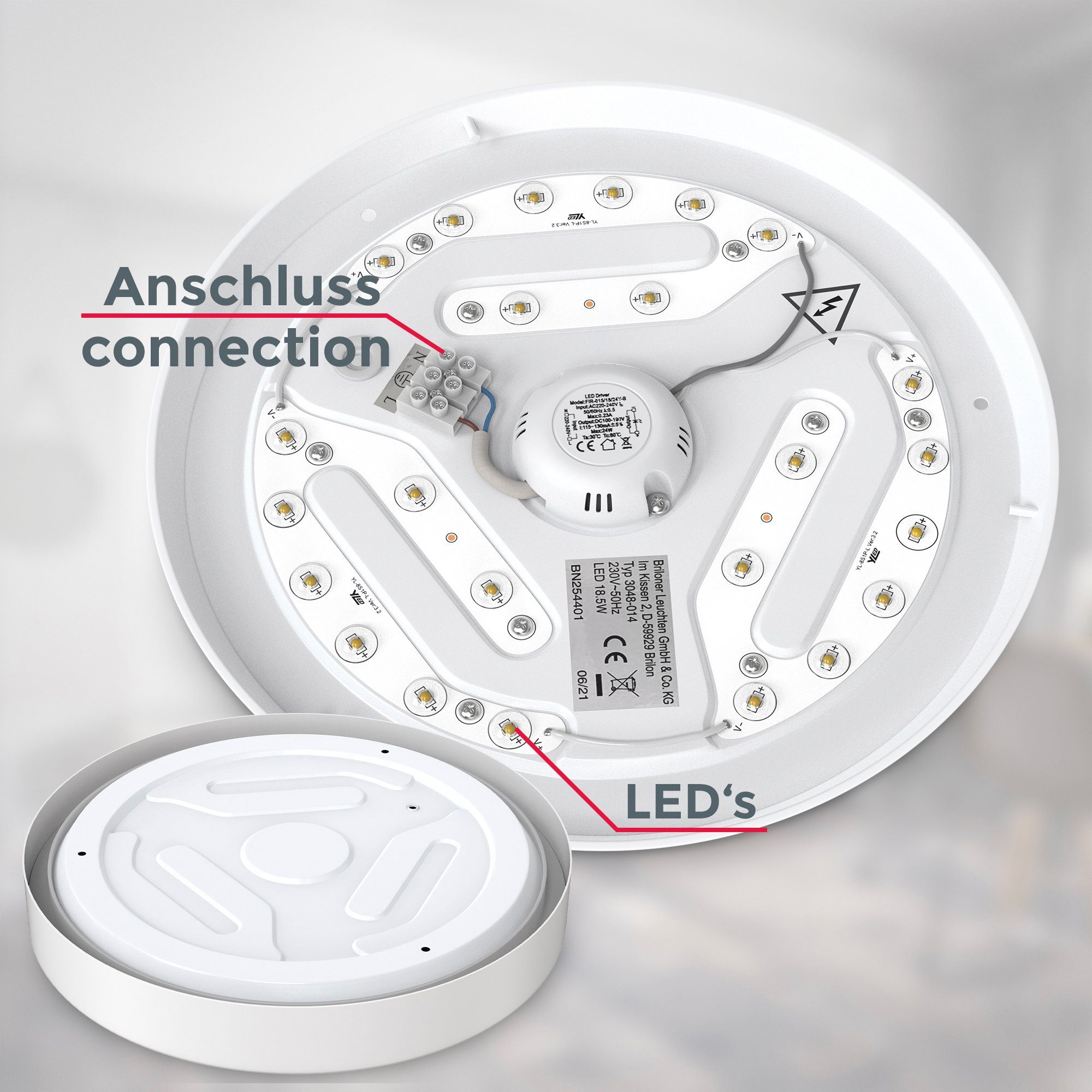 B.K.Licht Led-plafondlamp BK_DL1521 LED plafondlamp, Ø28cm, neutraal wit licht, wit Keukenlamp, 8 Watt, 2.000 lumen, 4.000 Kelvin woonkamerlamp (1 stuk)
