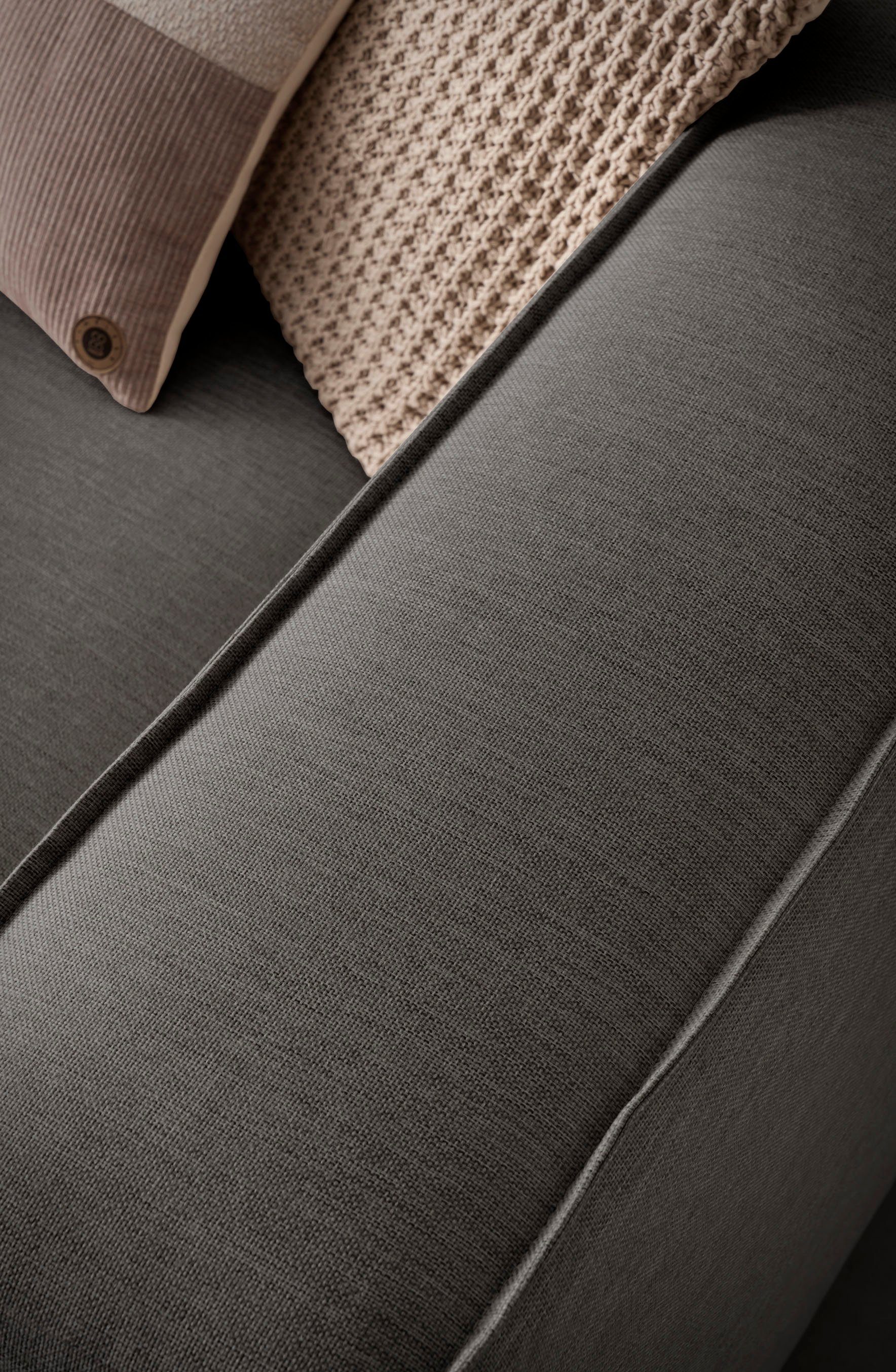 LeGer Home by Lena Gercke Hoekbank PIARA XXL, Big-sofa in cord of linnenlook, L-vorm, met biesnaad