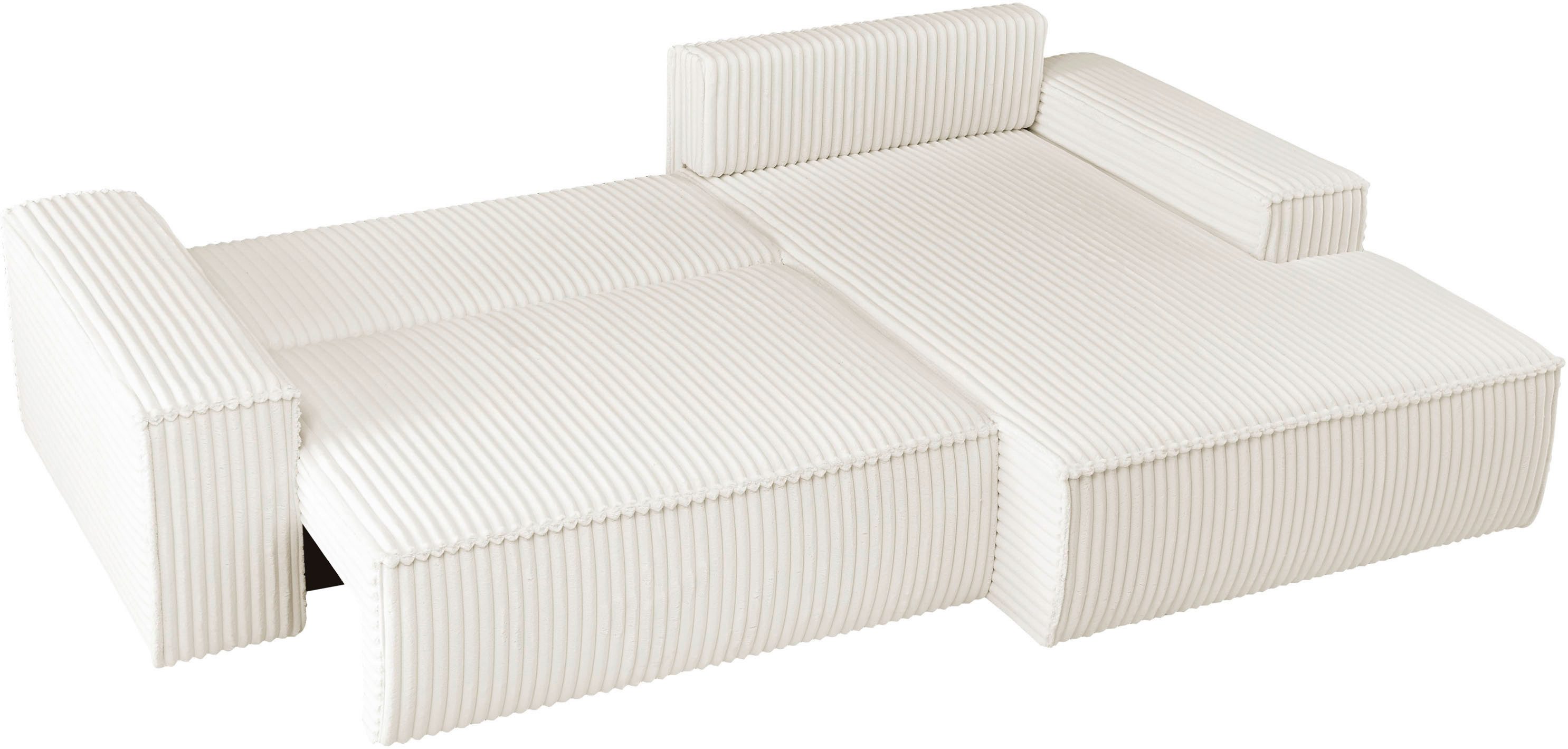 andas Hoekbank FINNLEY Slaapbank 267 cm, L-vorm met Slaapfunctie & Bedlade beschikbaar in de stofkwaliteiten bouclé, structuur fijn en mega cord