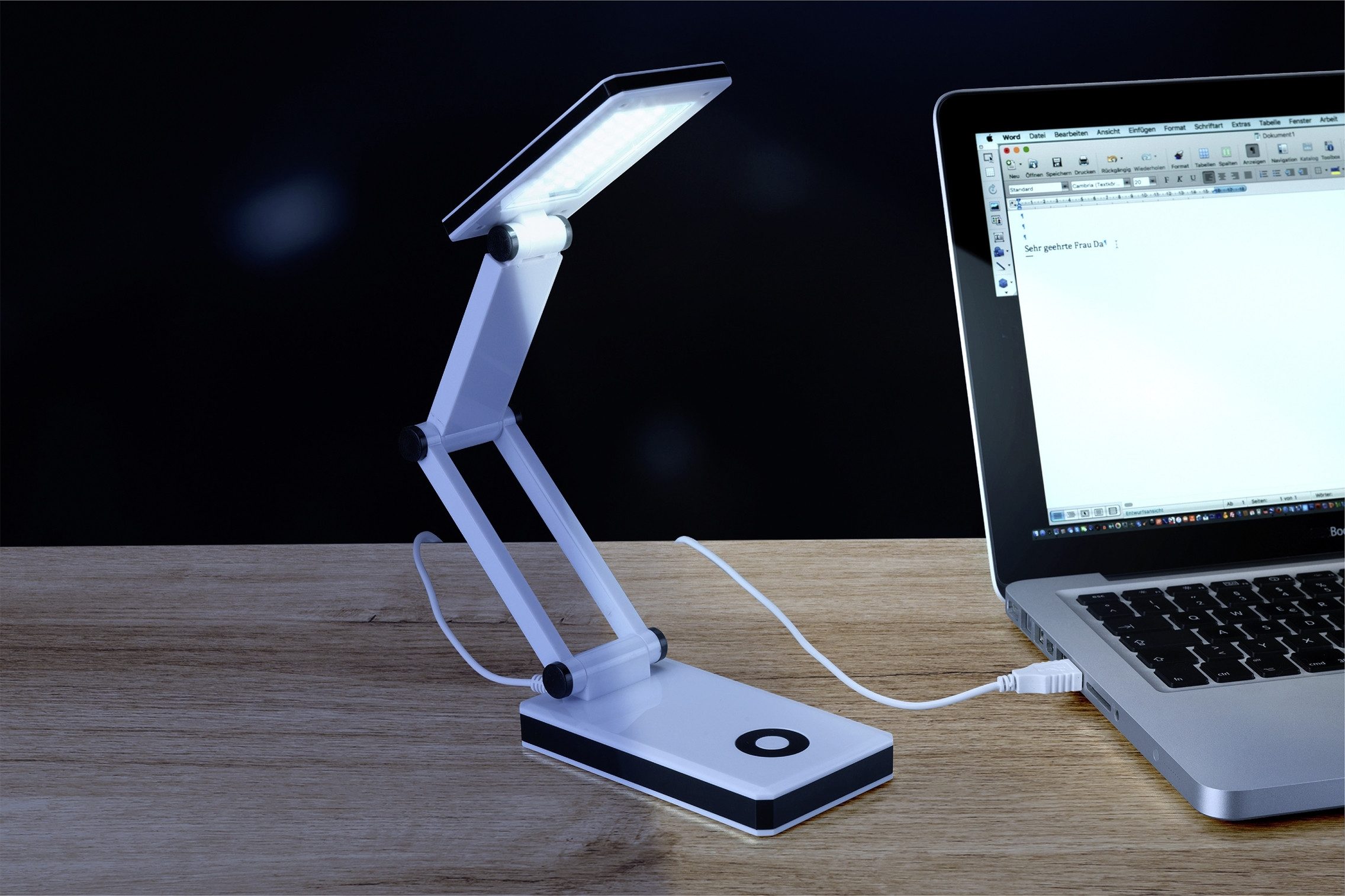WENKO Led-bureaulamp Opvouwbaar LED lamp, werklicht, USB-poort of batterijvoeding (1 stuk)